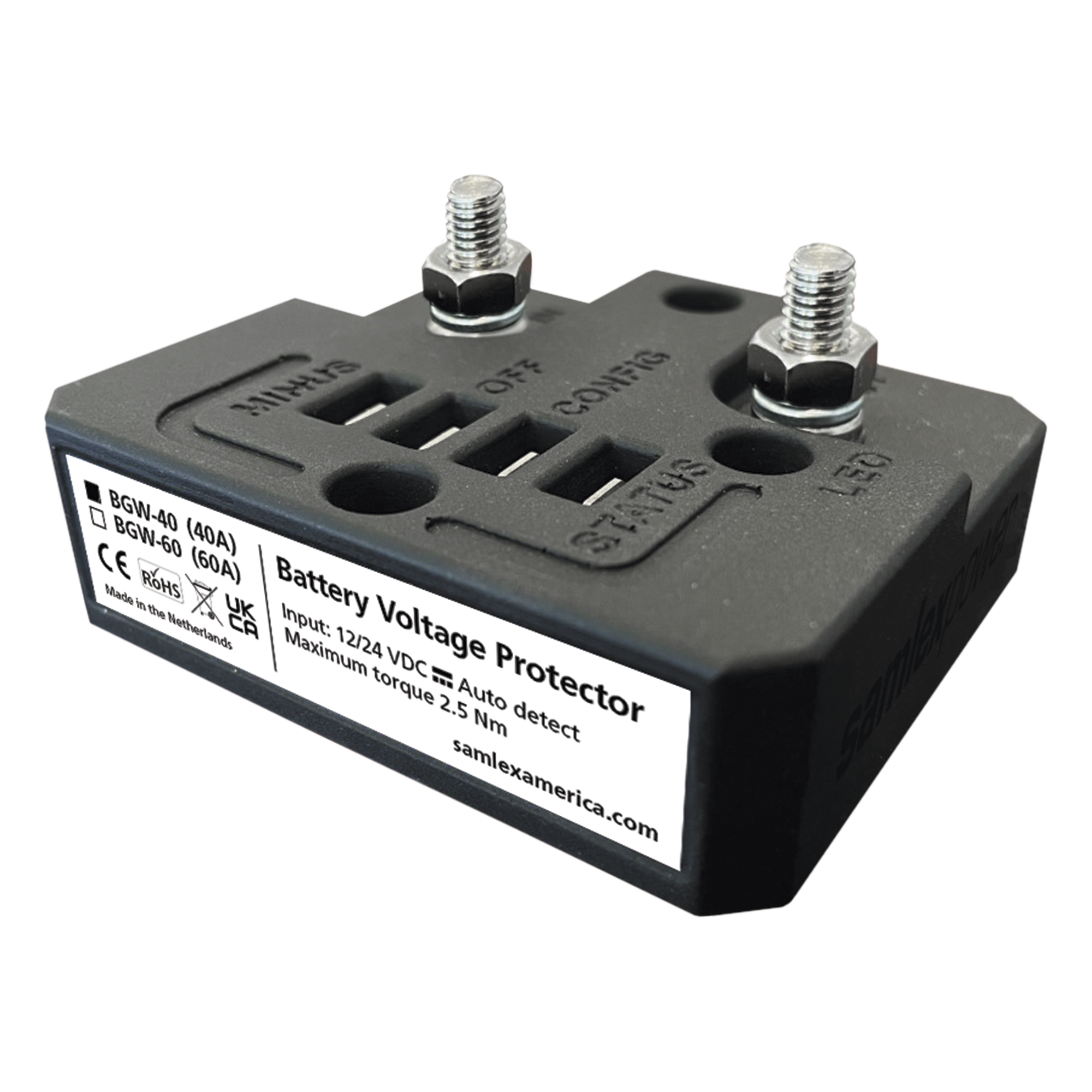 Protector de Baterías 12/24V a Prueba de Agua 40 A — SAMLEX · SKU BGW40