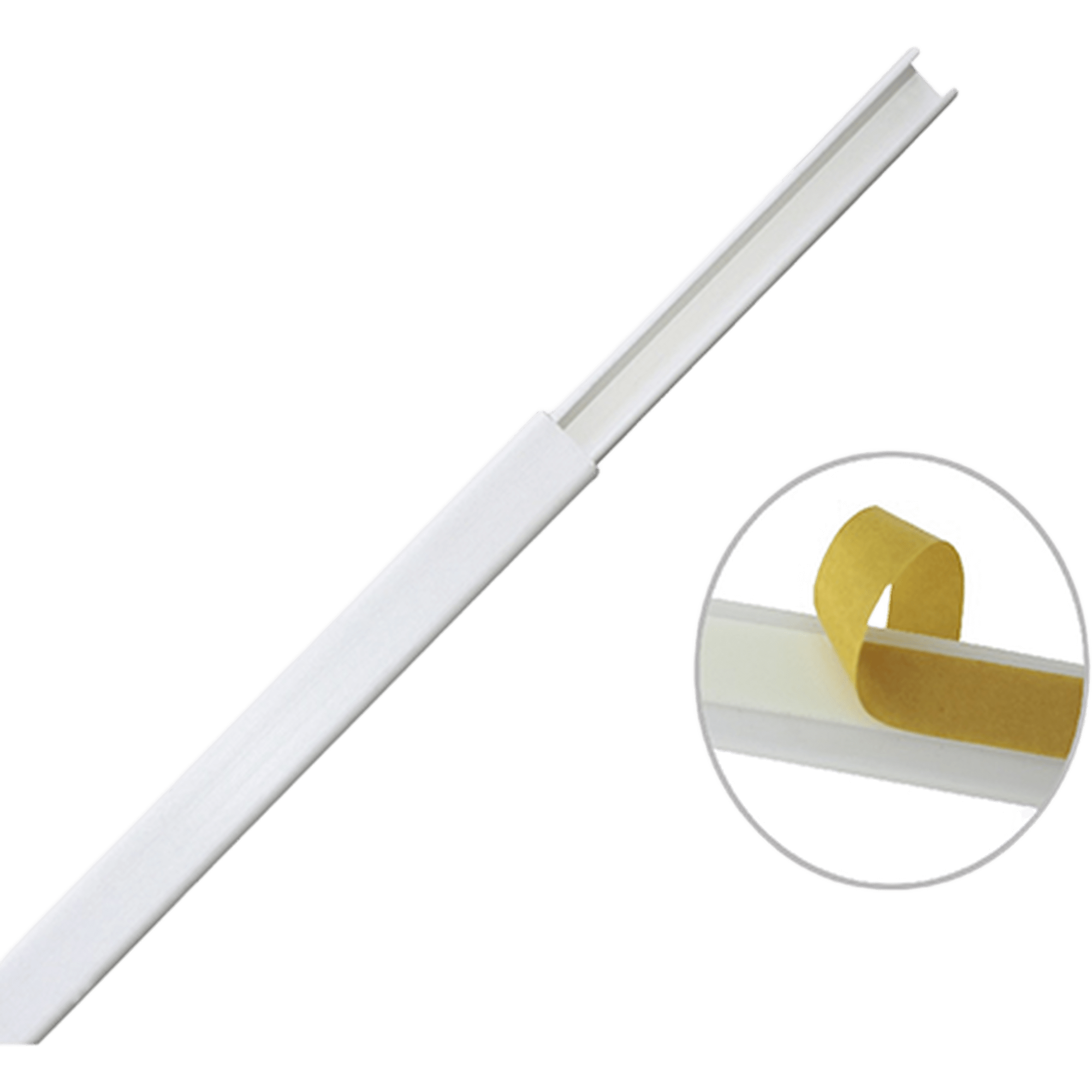 Canaleta color blanco de PVC auto extinguible, de una vía, 12 x 8 mm tramo de 6 pies con cinta adhesiva (5000-21252)
