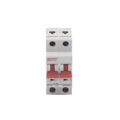 Protección Térmica/ Interruptor 2P, 32A, Corriente Directa 800 Vcc para Aplicación Fotovoltaica Montaje Riel DIN
