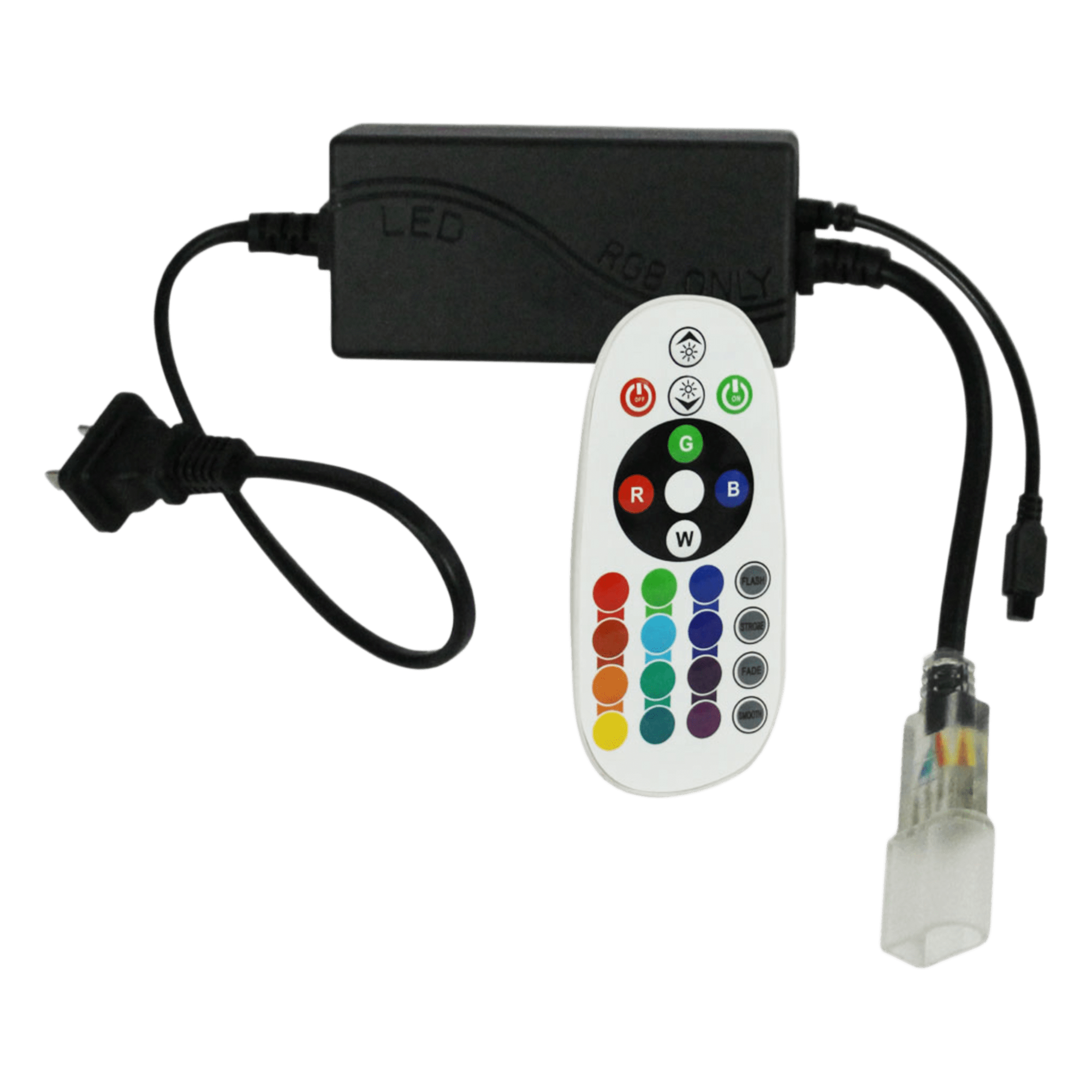 Adaptador de Corriente con Control de Funciones Remoto para Manguera Neón LED RGB JUML-5050-03. — JWJ · SKU JLPM-10