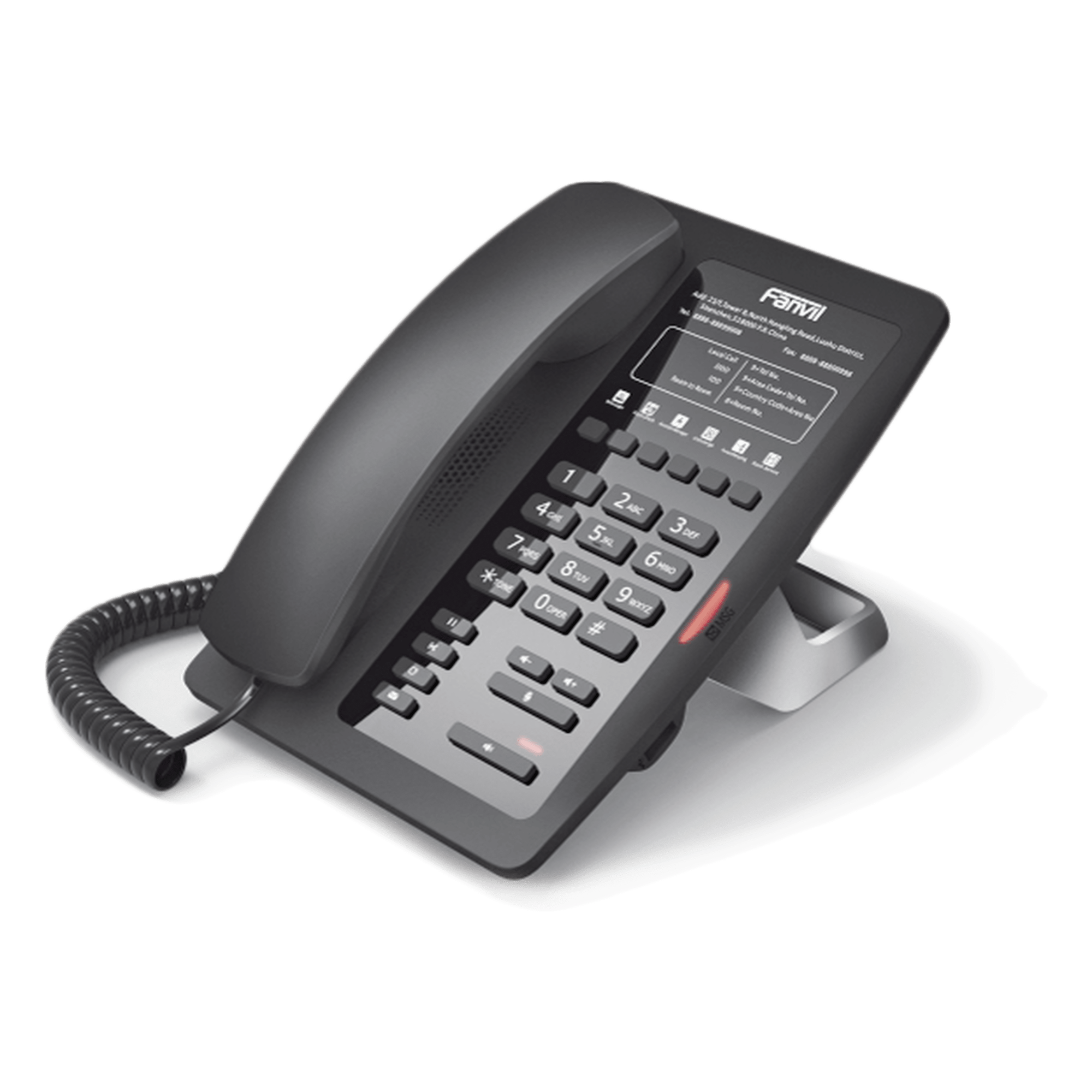 Teléfono IP para Hotelería, profesional con 6 teclas programables para servicio rápido (Hotline), plantilla personalizable con PoE  — FANVIL · SKU H3F