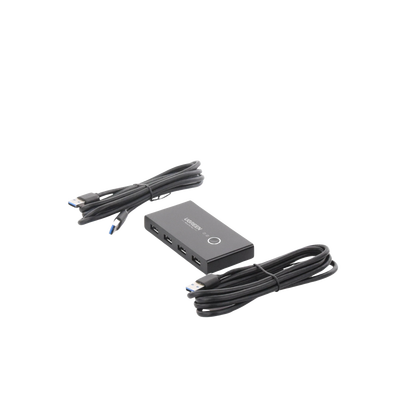 Conmutador USB para Compartir 4 Puertos USB 3.0 a 2 PC Ìs | Cambio Mediante Botón | Incluye Dos Cables USB de 1.5 m | ABS | Permite que 2 Usuarios Compartan 4 Dispositivos Periféricos USB3.0, como una impresora, un escáner, etc.