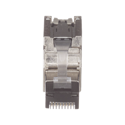 Plug RJ45 Blindado, Instalación Recta, Terminación en Campo Certificable, Compatible con Cat5e, Cat6 y Cat6A, Color Plata, Paquete de 10 Piezas