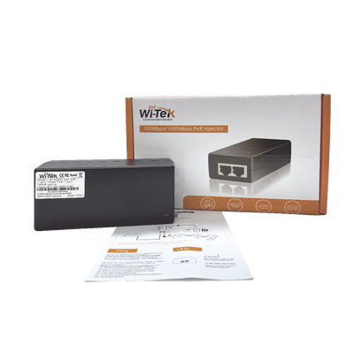 Inyector Hi-PoE 60 W Gigabit / Alimenta Equipos PoE 802.3 af Hasta 15W - PoE at Hasta 30W - PoE bt Hasta 60W / Instalación Para Interior / Alcance de Hasta 100 metros / Plug and Play / No se Necesita Configurar