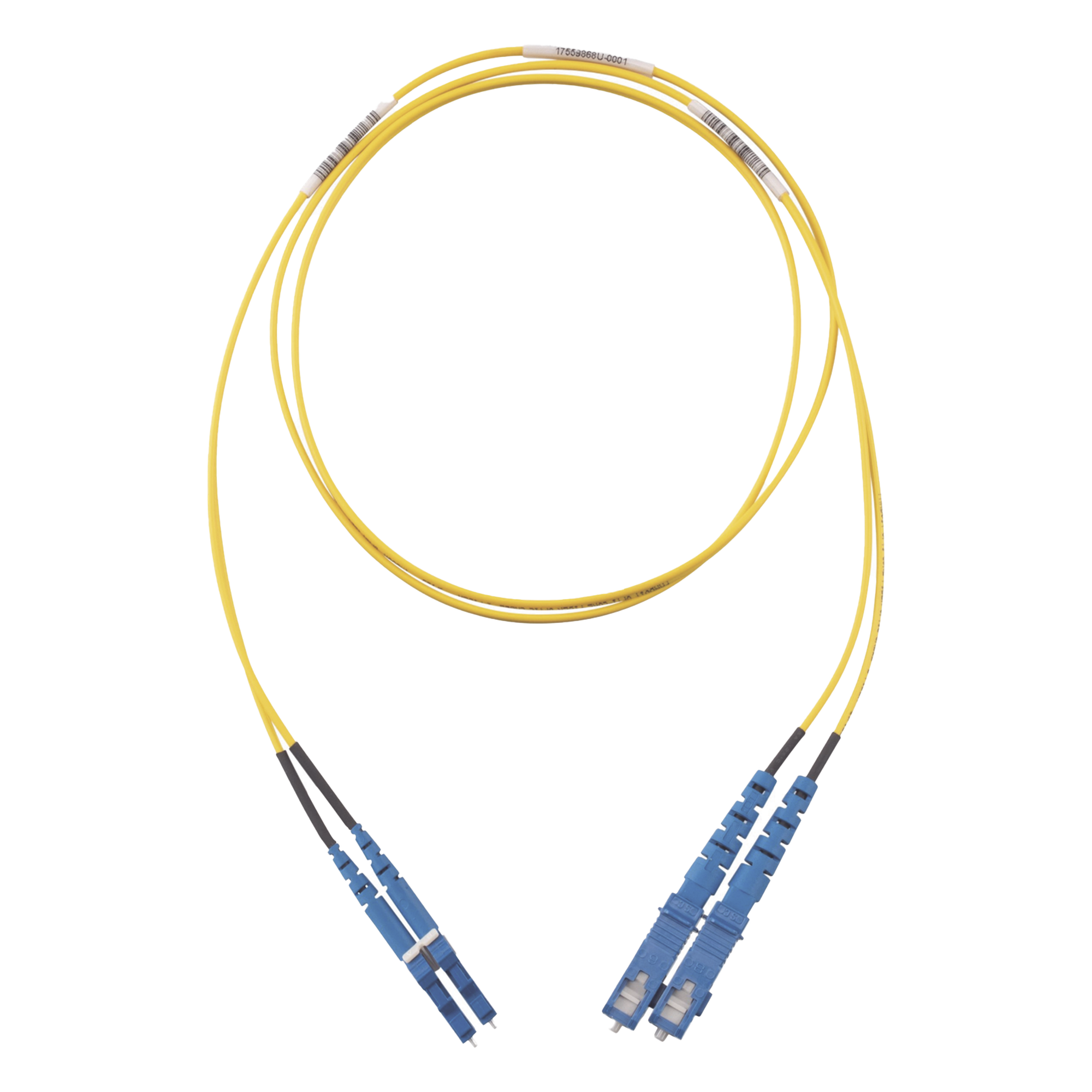 Jumper de Fibra Optica Monomodo 9/125 OS2, LC-SC Duplex, OFNR (Riser), Color Amarillo, 5 Metros (16.40 Pies) — PANDUIT · SKU F92ERLNSNSNM005