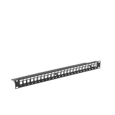 Patch Panel Modular sin Blindaje de 24 Puertos, 1U, con Barra para Organizar Cable