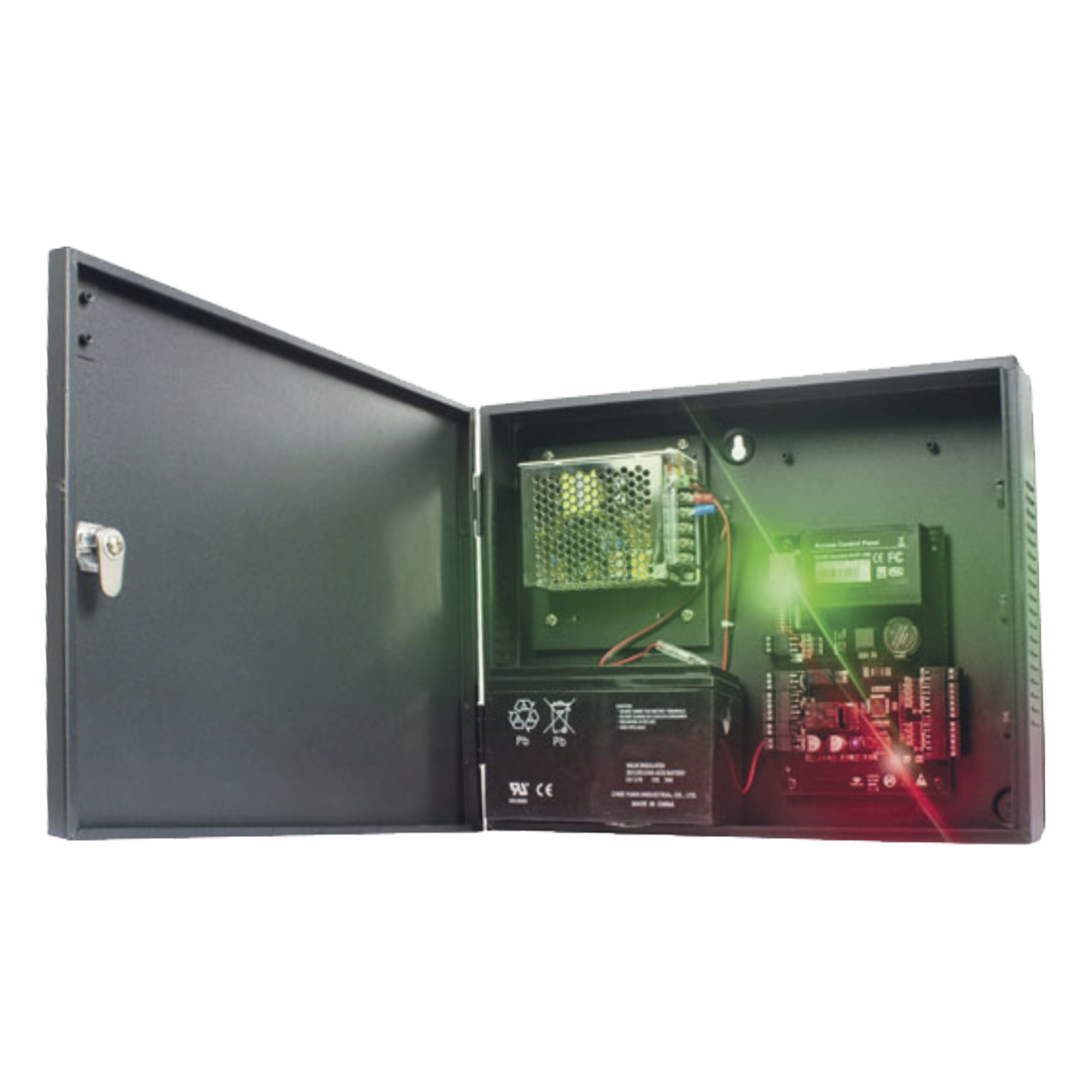 Panel de Control de Acceso 4 Puertas / 30,000 Tarjetas / TCP/IP RS485 / Gabinete y Fuente 12VCC 3A / Software ZKAccess 3.5 — ZKTECO - AccessPRO · SKU SYSCA-4R-4D