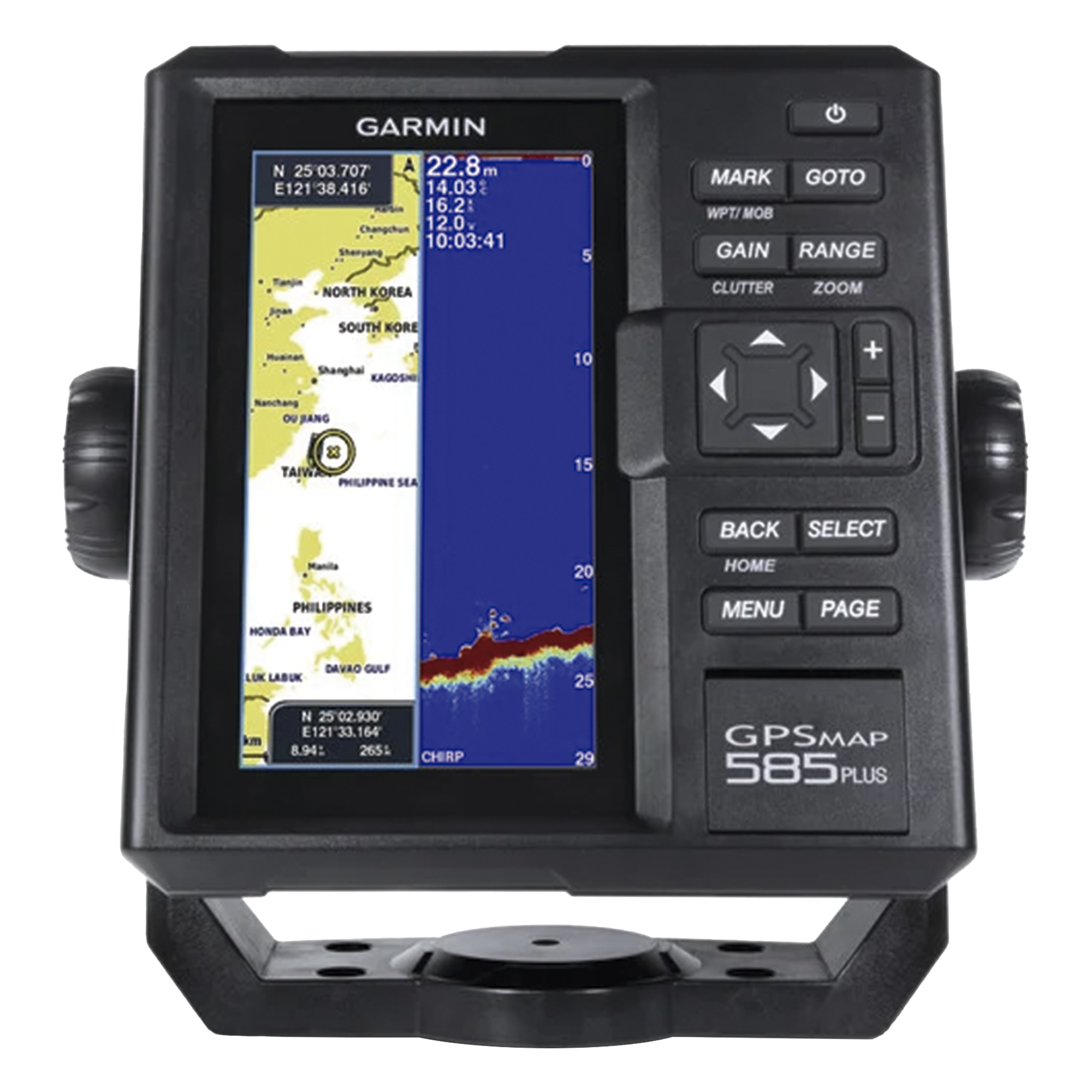 Plotter de Navegación GPSMAP 585 Plus / Pantalla 6" WVGA / Sonar CHIRP 600W / ClearVü Scanning Sonar / Compatible GPS-GLONASS-BeiDou / Quickdraw Contours / 2 Ranuras SD / IPX7 / Multiidioma — GARMIN · SKU 10-01711-00