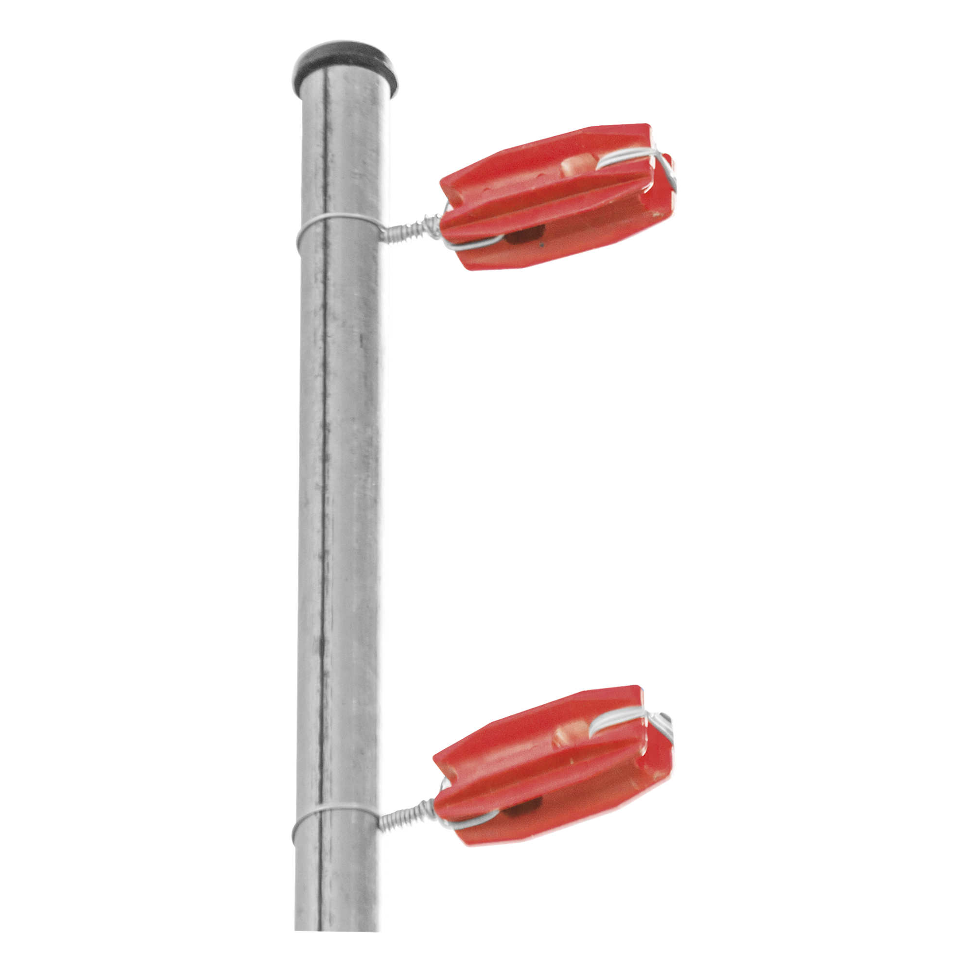 Aislador de Esquina Rojo para Cercos Eléctricos / 18 kV / Resinas Vírgenes / Resistencia 7.5-10.2 kg / Anti UV / 66 mm x 31.6 mm — SFIRE · SKU SFESQUINEROR