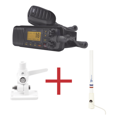 Kit de radio UM385BK | mas antena marina de fibra de vidrio TX-5206-SYS y soporte para antena 4186