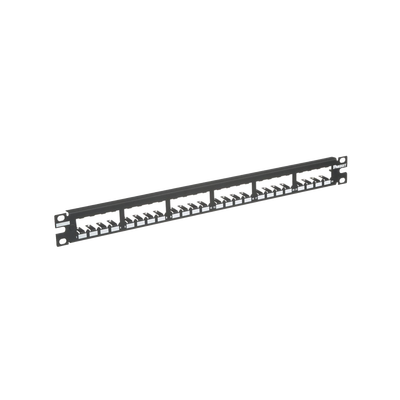 Panel de Parcheo Modular Mini-Com (Sin Conectores), Plano, Totalmente Blindado, de 24 Puertos, 1UR
