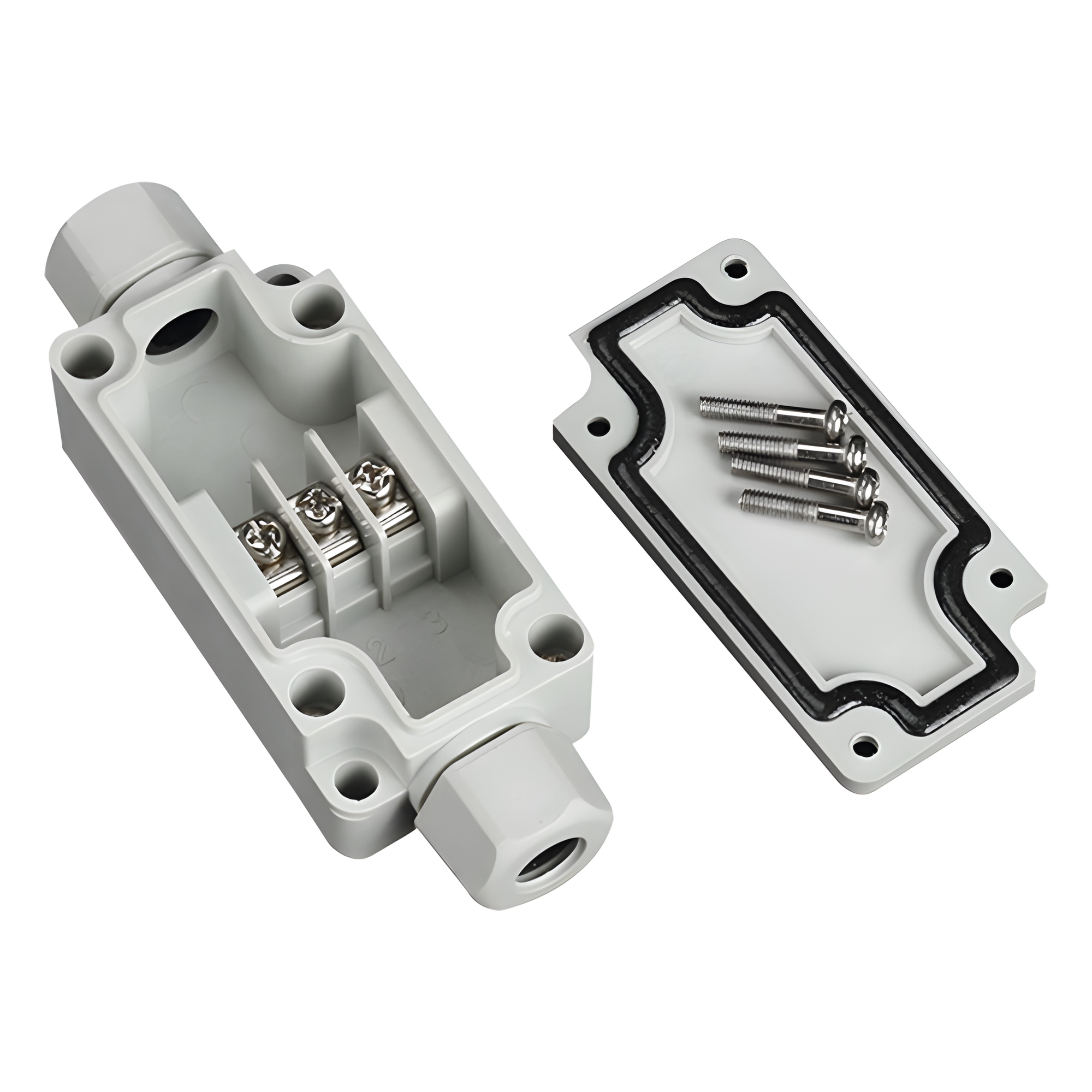 Caja de Conexión Exterior / IP66 / 3 Líneas / Terminales Tipo Herradura / Calibre 12-22 AWG / -40°C a +120°C — PRECISION · SKU PST-PBT-3P