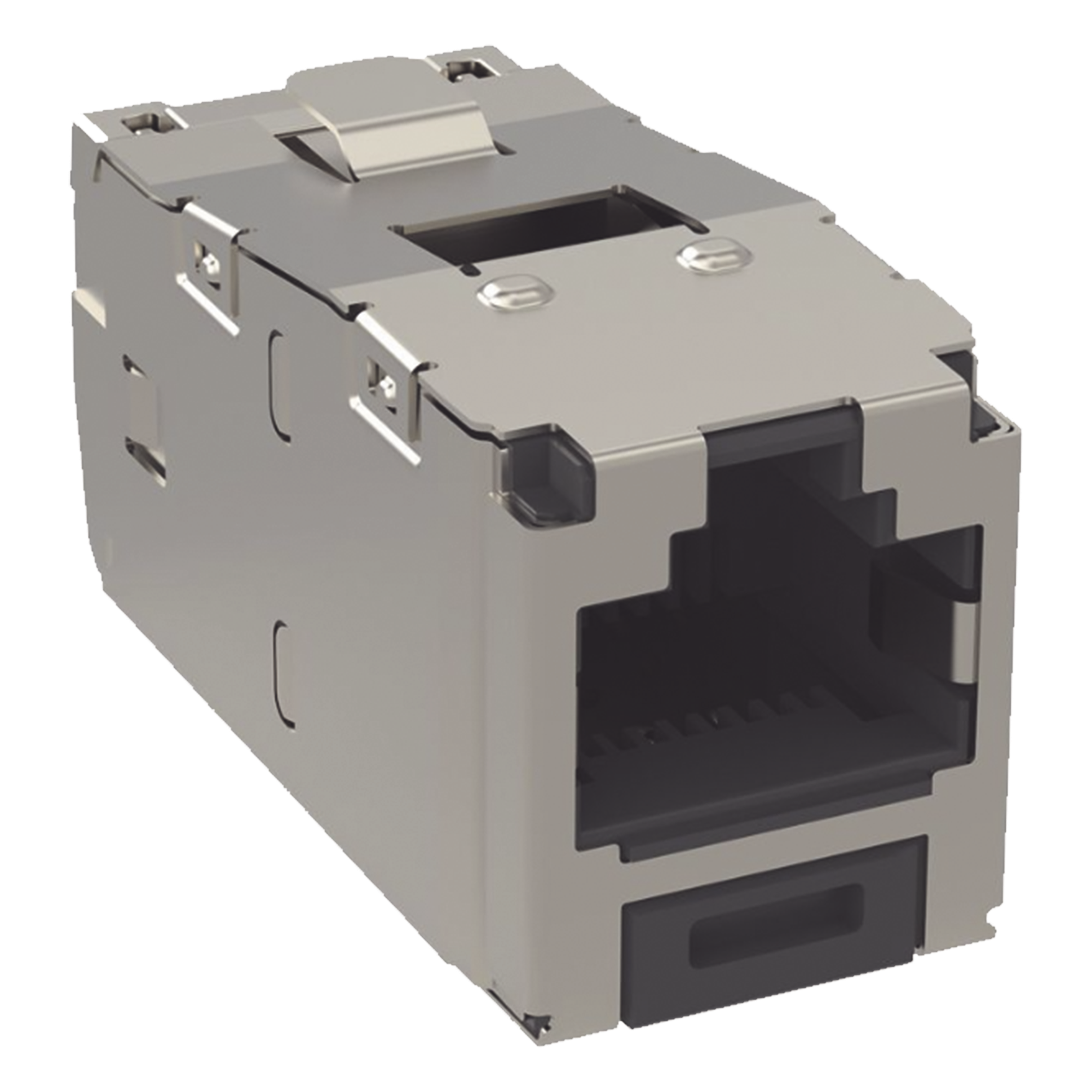 Conector Jack RJ45 Blindado, Estilo TG, Mini-Com, Categoría 6, de 8 Posiciones y 8 Cables, Color Negro — PANDUIT · SKU CJS688TGY