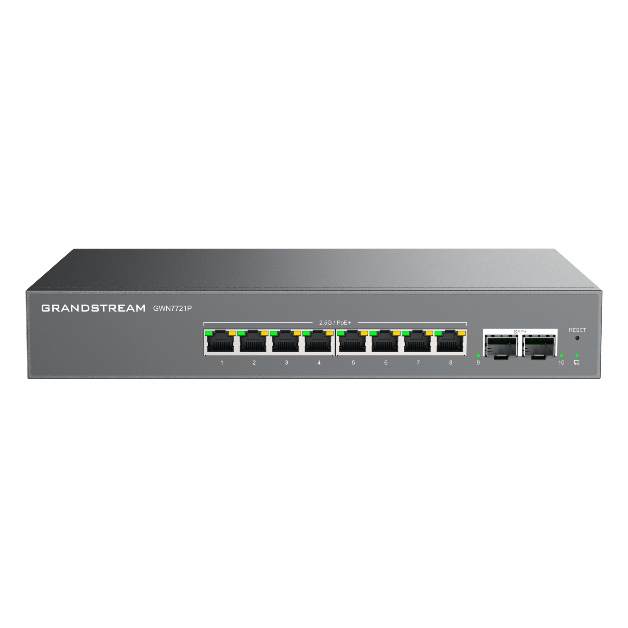 Switch L2 Lite Administrable de 10 Puertos / 8 Puertos Ethernet 2.5 Gbps / 2 Puertos SFP+ 10 Gbps / PoE+ 802.3af/at / VLAN 802.1Q / QoS / IGMP Snooping / Montaje Escritorio, Pared o Rack 19" (0.48 m)