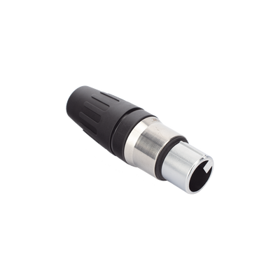 Conector hembra XLR de 3 núcleos con carcasa de acero inoxidable y contactos chapados en oro