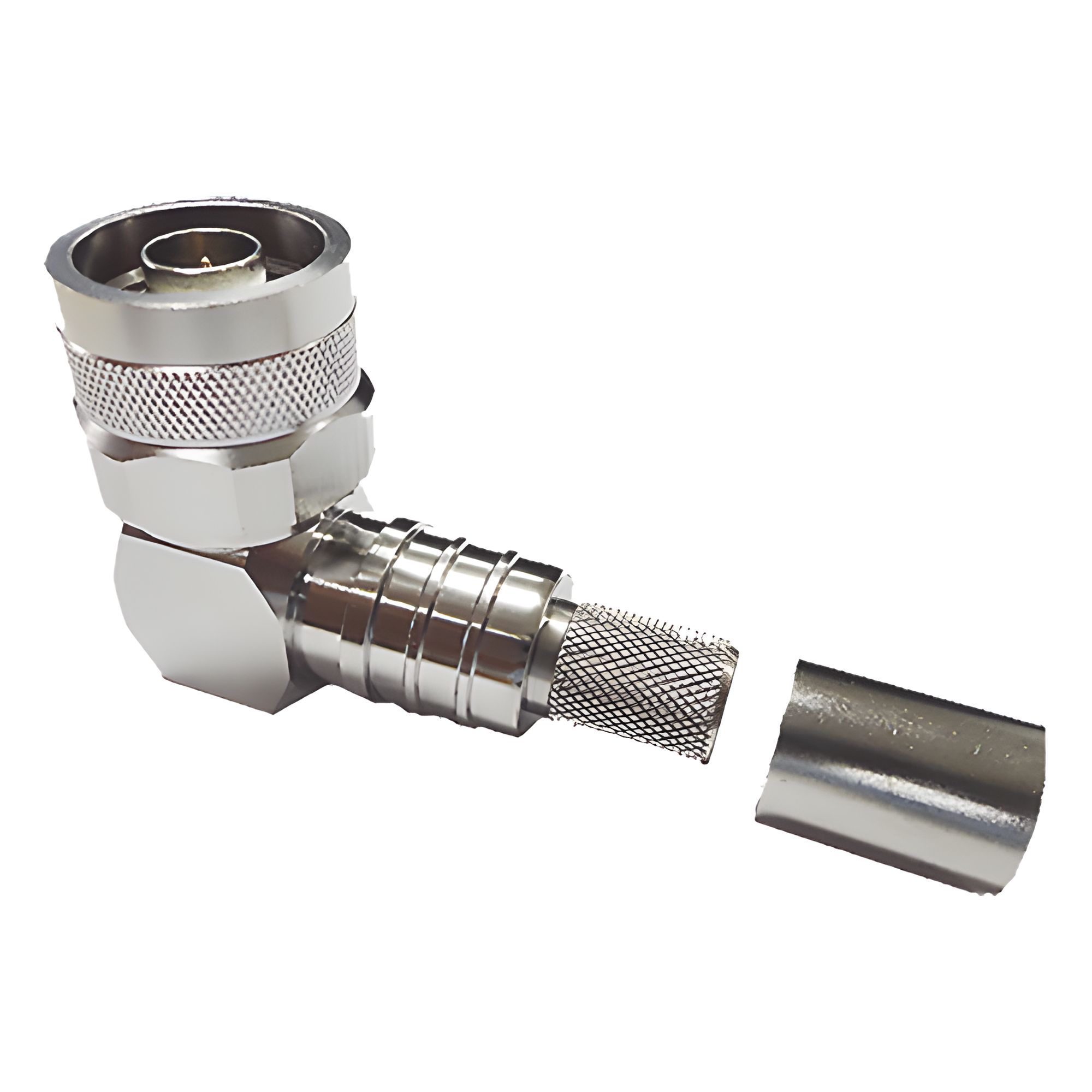 Conector N Macho Angulo Recto, Plegable Hex. con Pin Cautivo para cables Tipo RG8 — Times Microwave · SKU EZ-400-NMH-RA-X