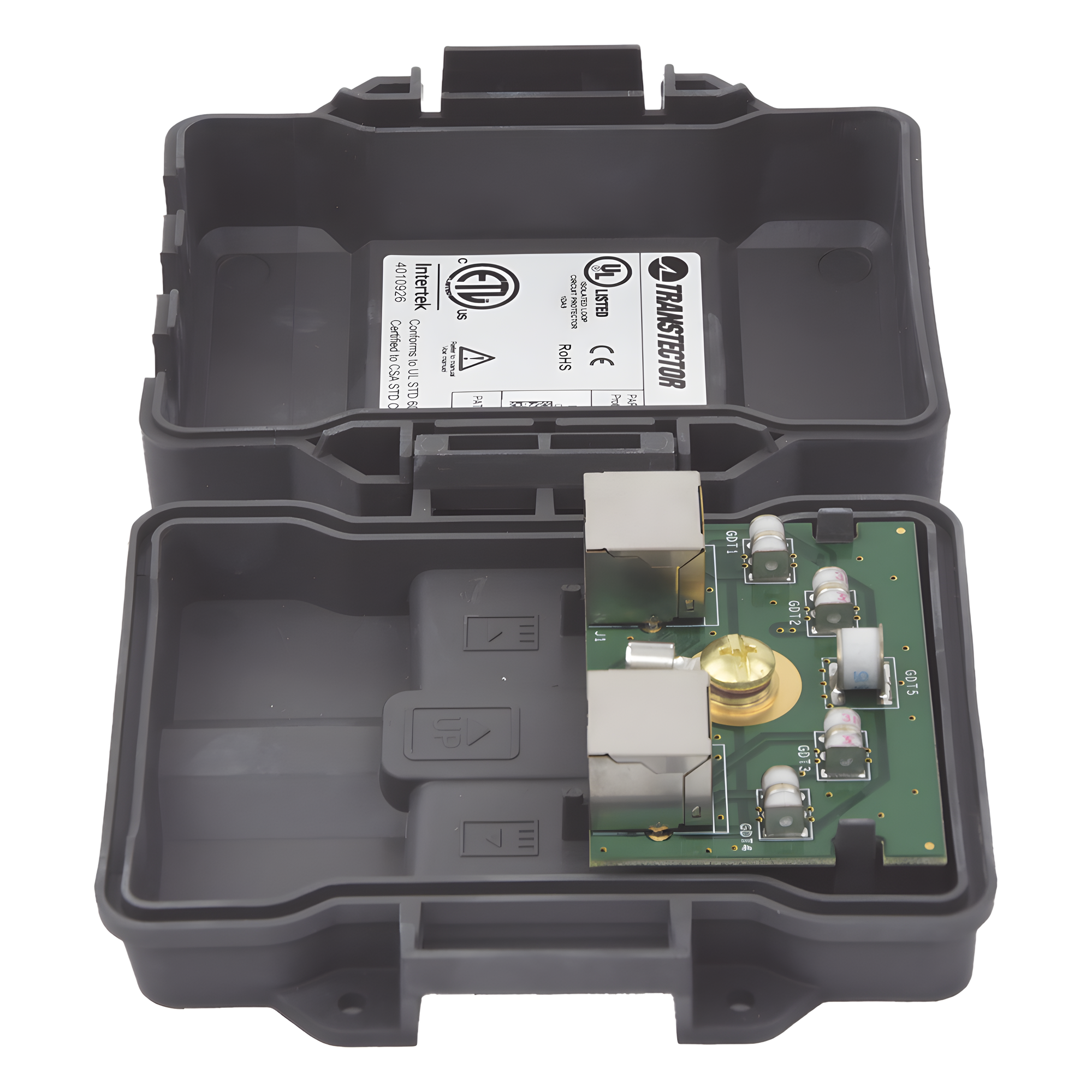 Protector PoE Exterior Gigabit / Tubo de Descarga de Gas GDT / 51W PoE+ / RJ45 Blindado / IP23 / Enlaces Inalámbricos