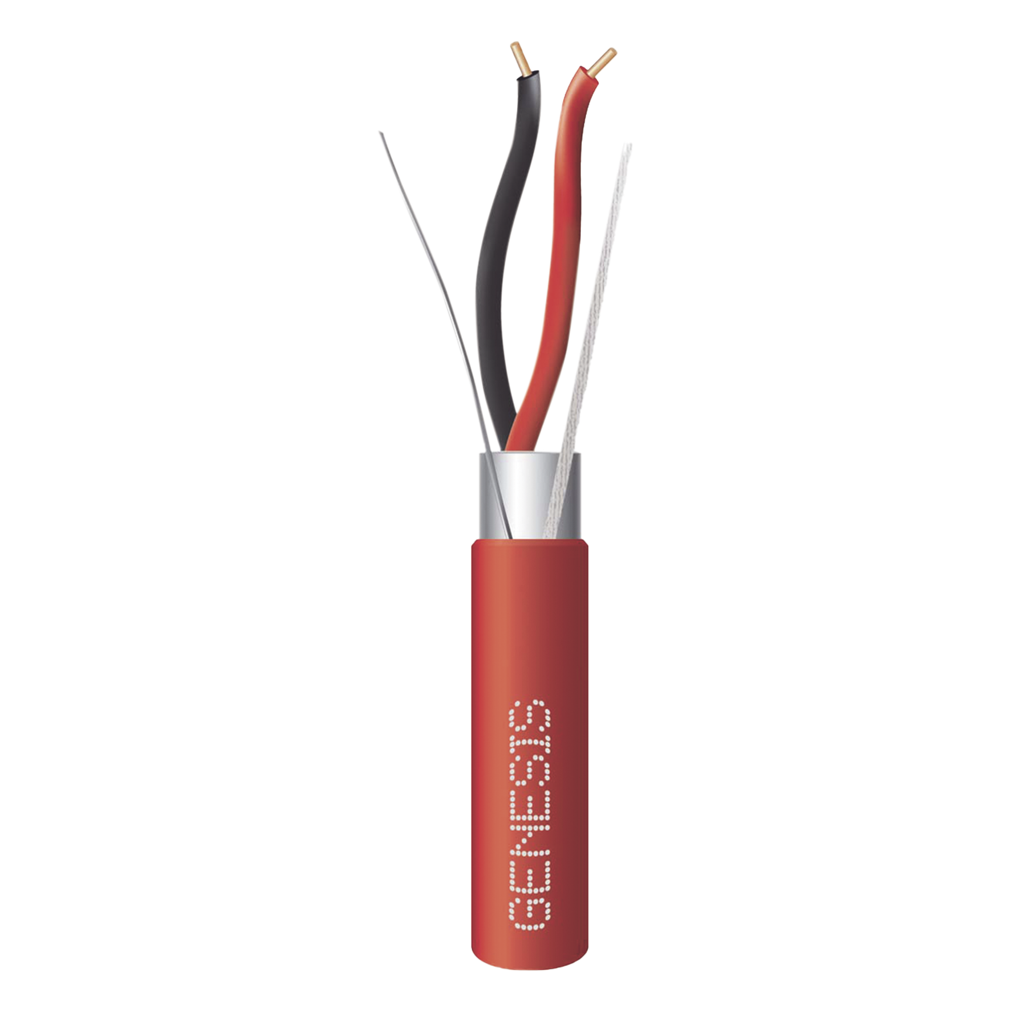 Bobina de 152 Metros (500 Pies) de Alambre / 2 x 18 AWG / Riser / BLINDADO / Tipo FPLR / Color Rojo / Para Aplicaciones en Sistemas de Detección de Incendio y Sistemas de Evacuación — GENESIS · SKU 4402-5504