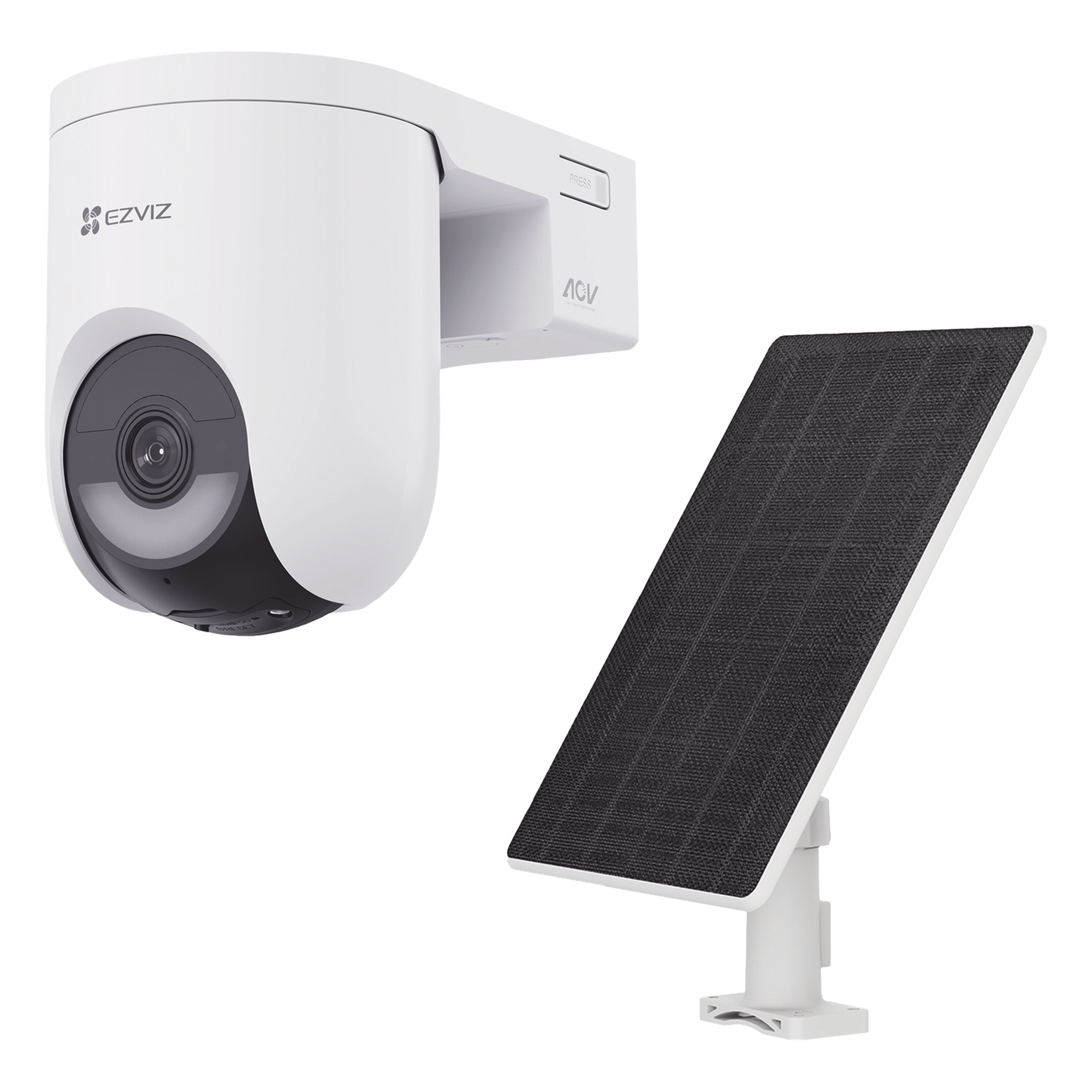 Kit Cámara PT 4G y Wi-Fi / 2K+ (4Megapixel) / IA Detección Humano-Vehiculo / Color Nocturno / Batería 5200 mAh / IP65 / Incluye Panel Solar 5W IP65 — EZVIZ · SKU CSHB8C/SP/4G/W