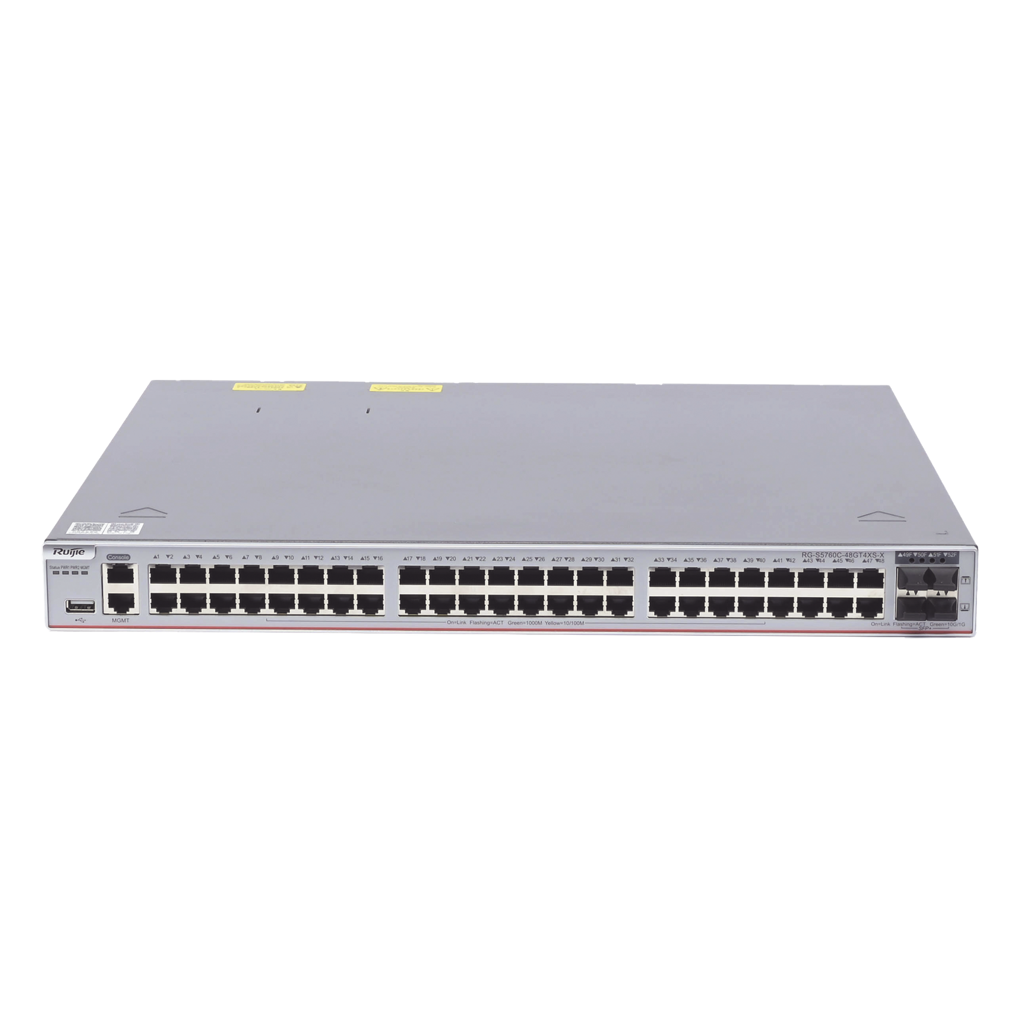 Switch Core Administrable Capa 3 con 48 puertos Gigabit + 4 SFP+ para fibra 10Gb, gestión gratuita desde la nube. — RUIJIE · SKU RG-S5760C-48GT4XS-X