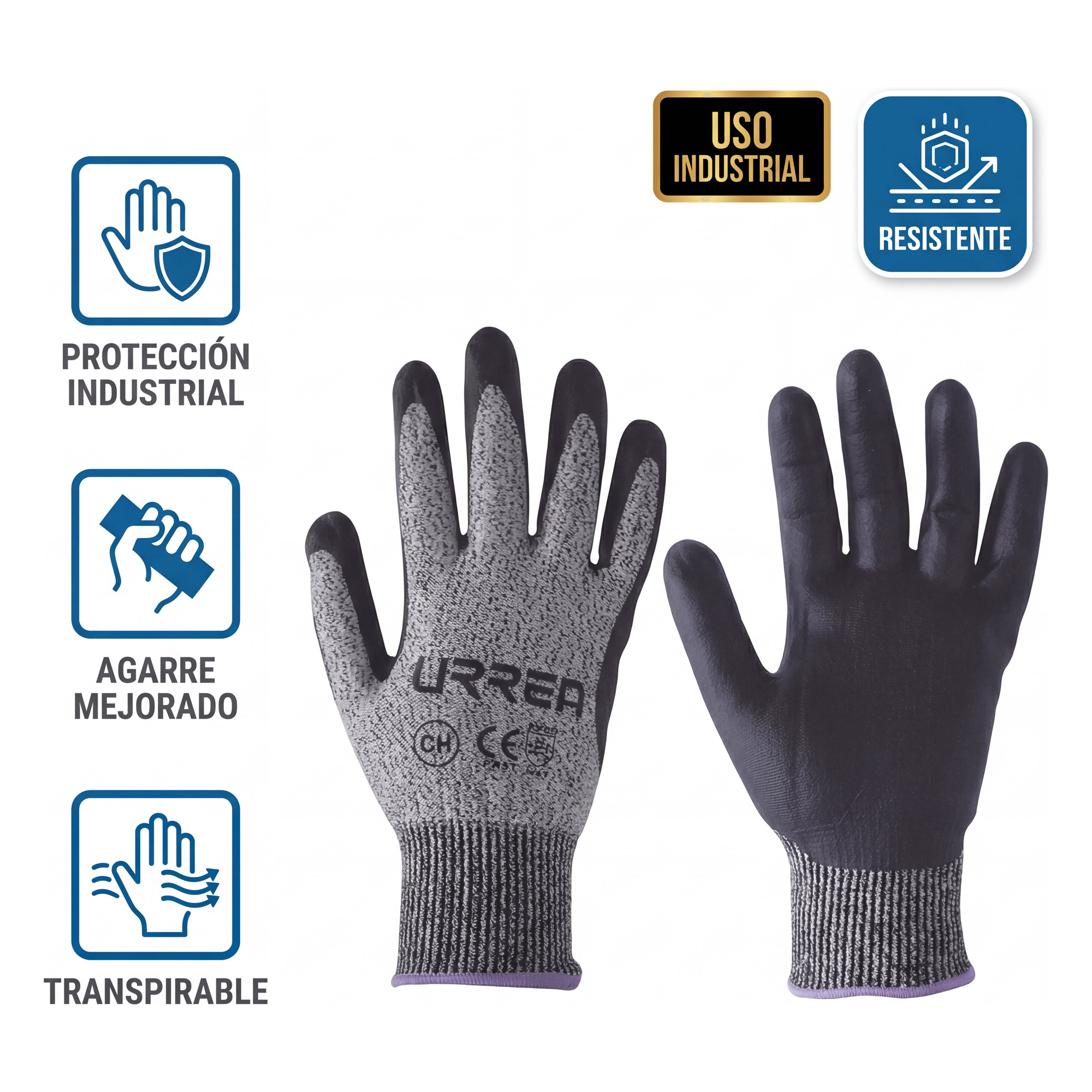 Guantes talla mediana supraneema con recubrimiento de nitrilo.
