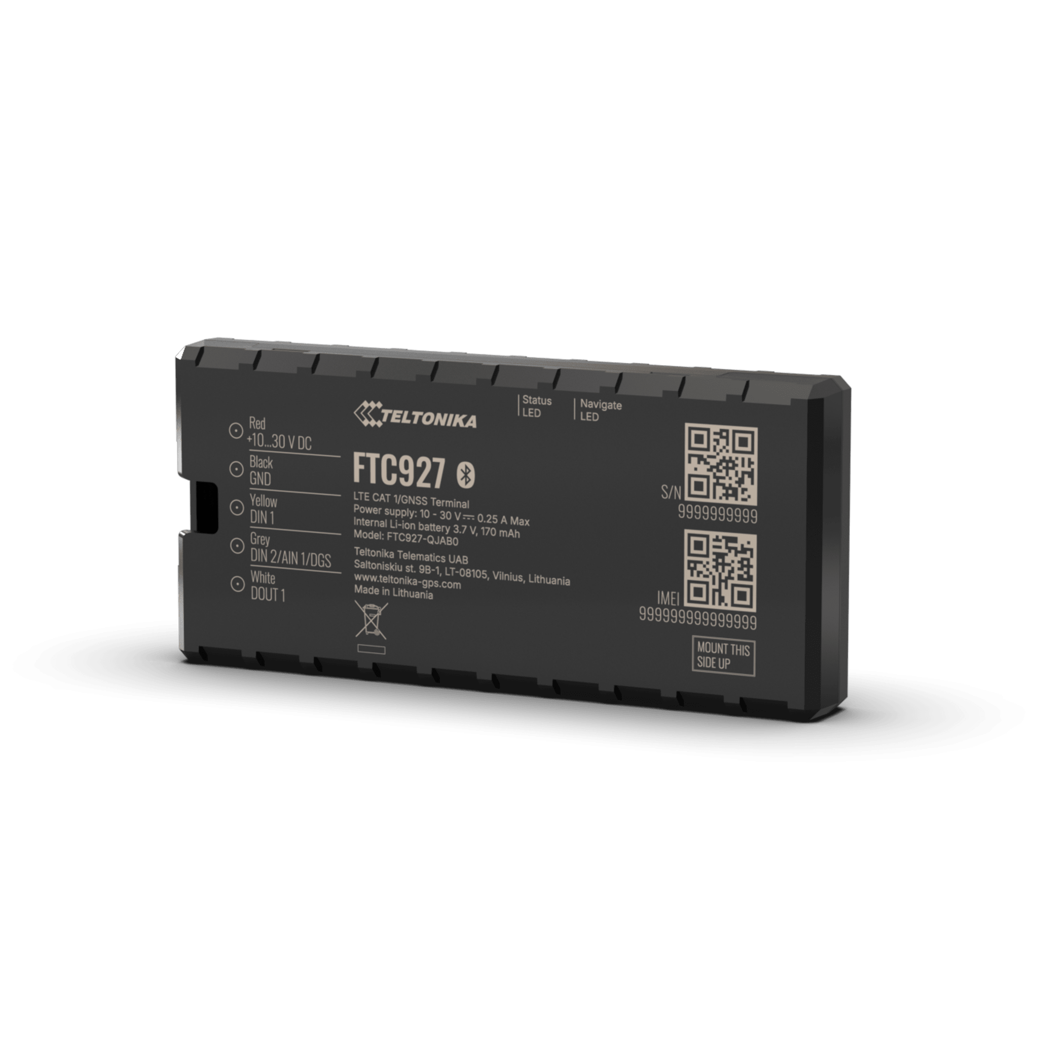 Rastreador GPS Vehicular 4G LTE Cat 1 / Precisión GNSS Mejorada / Dead Reckoning / Bluetooth® 5.4 LE / Conectividad LTE y GSM / Sensores Integrados / Compatibilidad con Beacons y Sensores Externos / Batería de Respaldo 170 mAh