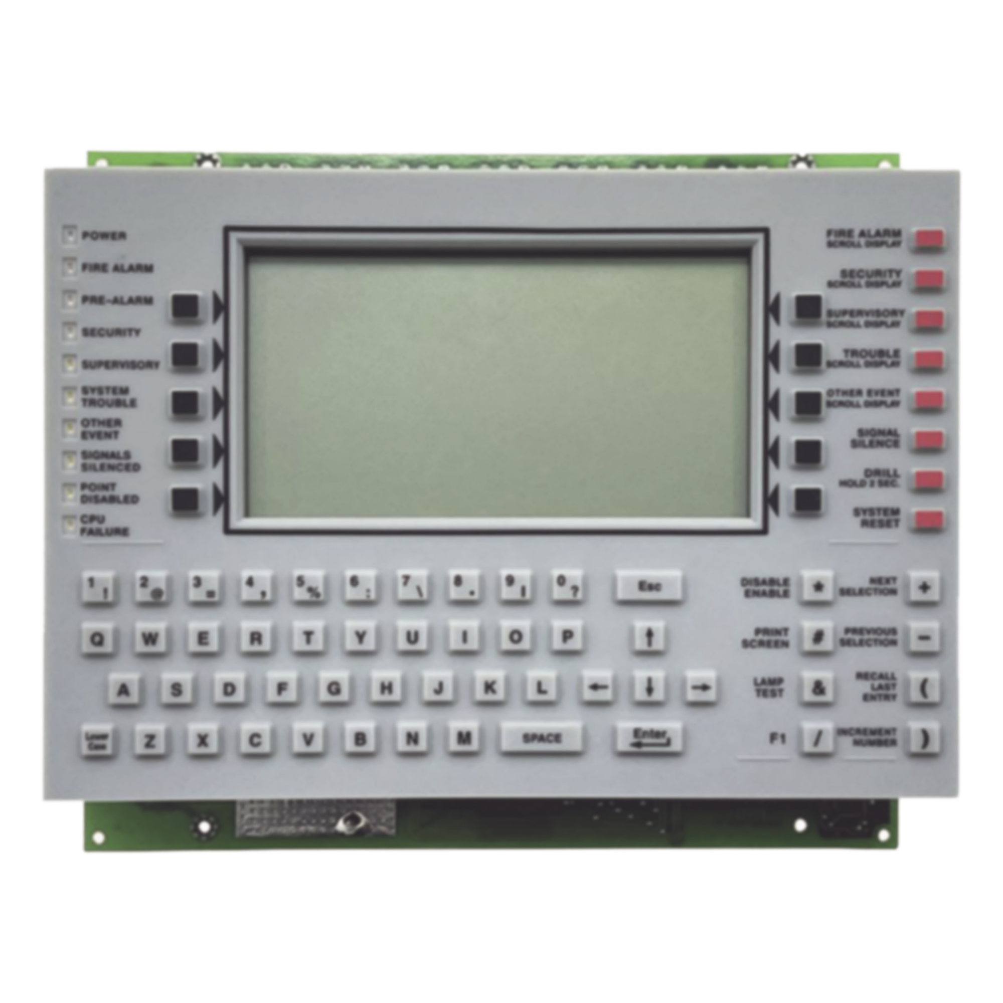 Anunciador de Control de Red / Pantalla LCD 640 Caracteres / Teclado QWERTY / 11 LEDs de Estado / 4 Relés Form-C / Compatible Serie ONYX — NOTIFIER · SKU NCA-2