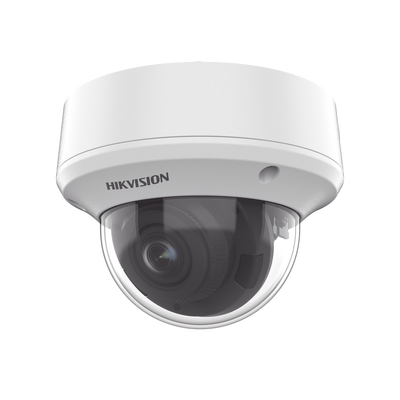 Domo TURBOHD 5 Megapixel / Lente Motorizado 2.7 - 13.5 mm / IR EXIR 40 mts / TVI-AHD-CVI-CVBS / IK10 / IP67 / dWDR / 12 Vcc / 24 VCA — HIKVISION · SKU DS-2CE5AH0T-AVPIT3ZF(C)