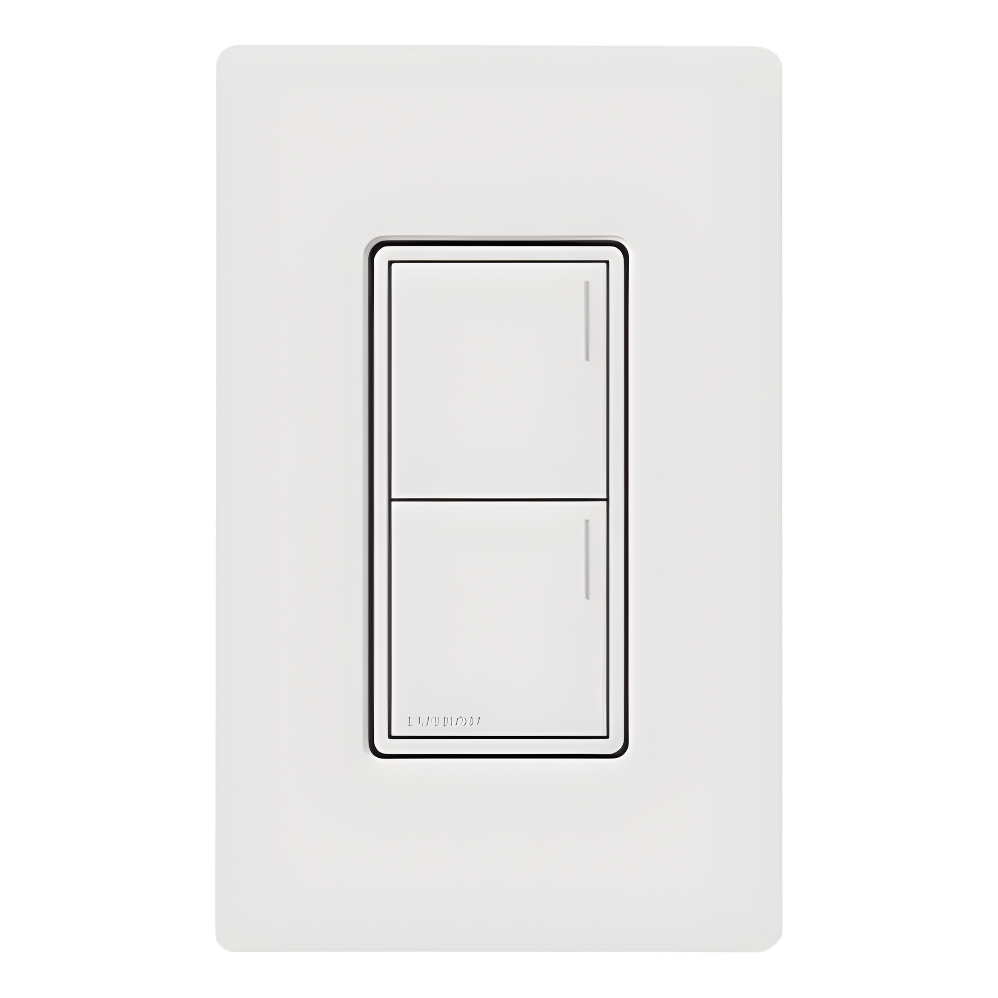 Teclado de escenas Sunnata de 2 botones con barra luminosa localizadora, controla luces, cortinas y más en el sistema RadioRA 3, color Nieve satinado — LUTRON RADIORA 3 · SKU RRSTW2BSW