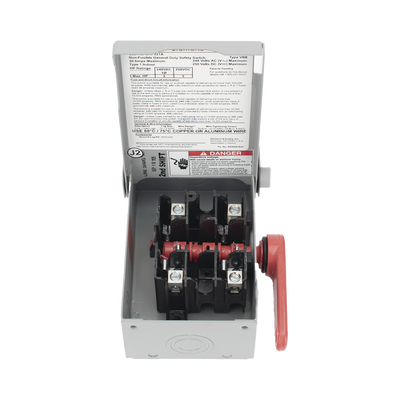 Interruptor de Seguridad GNF221A, 240Vca, 2 polos, 30 Amp, sin portafusibles, Nema 1.
