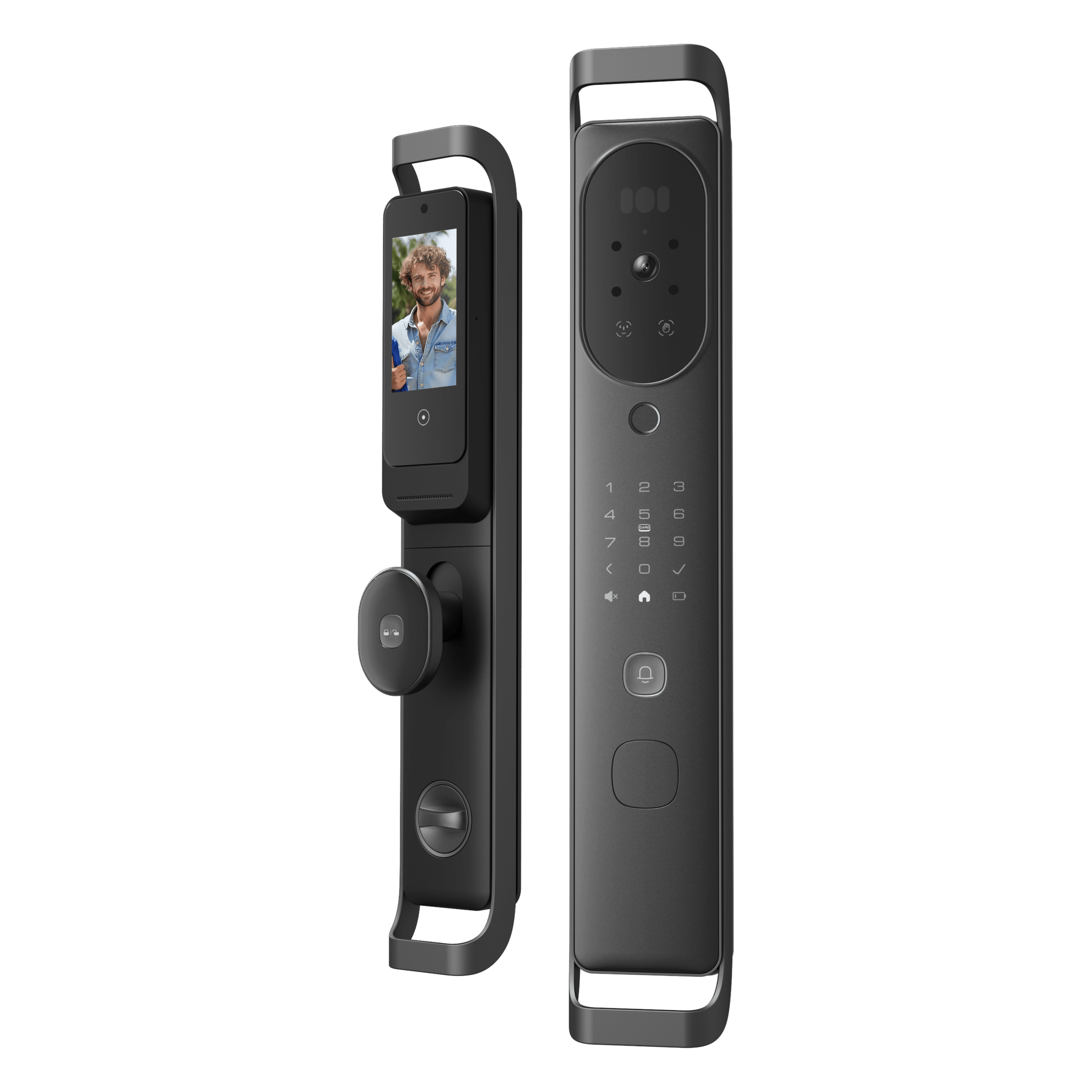 Cerradura Inteligente Multibiométrica / Reconocimiento Facial + Venas Palma + Huella Digital / Teclado Numérico + Tarjetas IC + NFC / Pantalla HD 4.5 Pulgadas / Batería Doble 4000mAh + 2500mAh / Conexión WiFi 2.4GHz / App Smart — LNDU · SKU H10