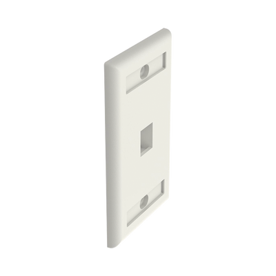 Placa de Pared Vertical, Salida Para 1 Puerto Keystone, Con Espacios Para Etiquetas, Color Blanco Mate