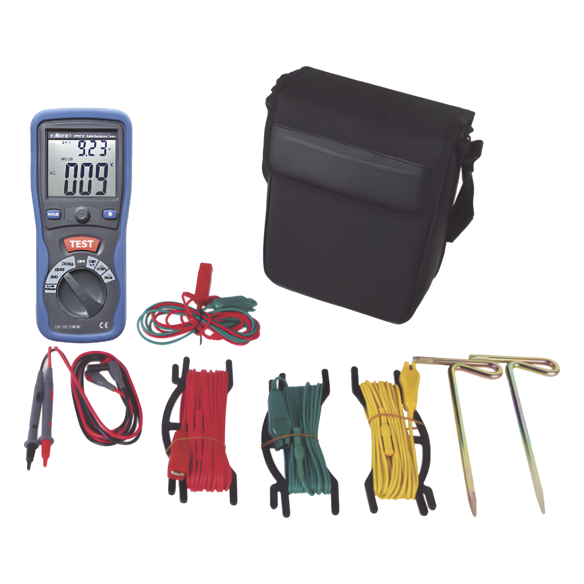 KIT de Medidor de Resistencia a Tierra Digital ( Terrómetro ), a 3 hilos CAT III / 1000 V.