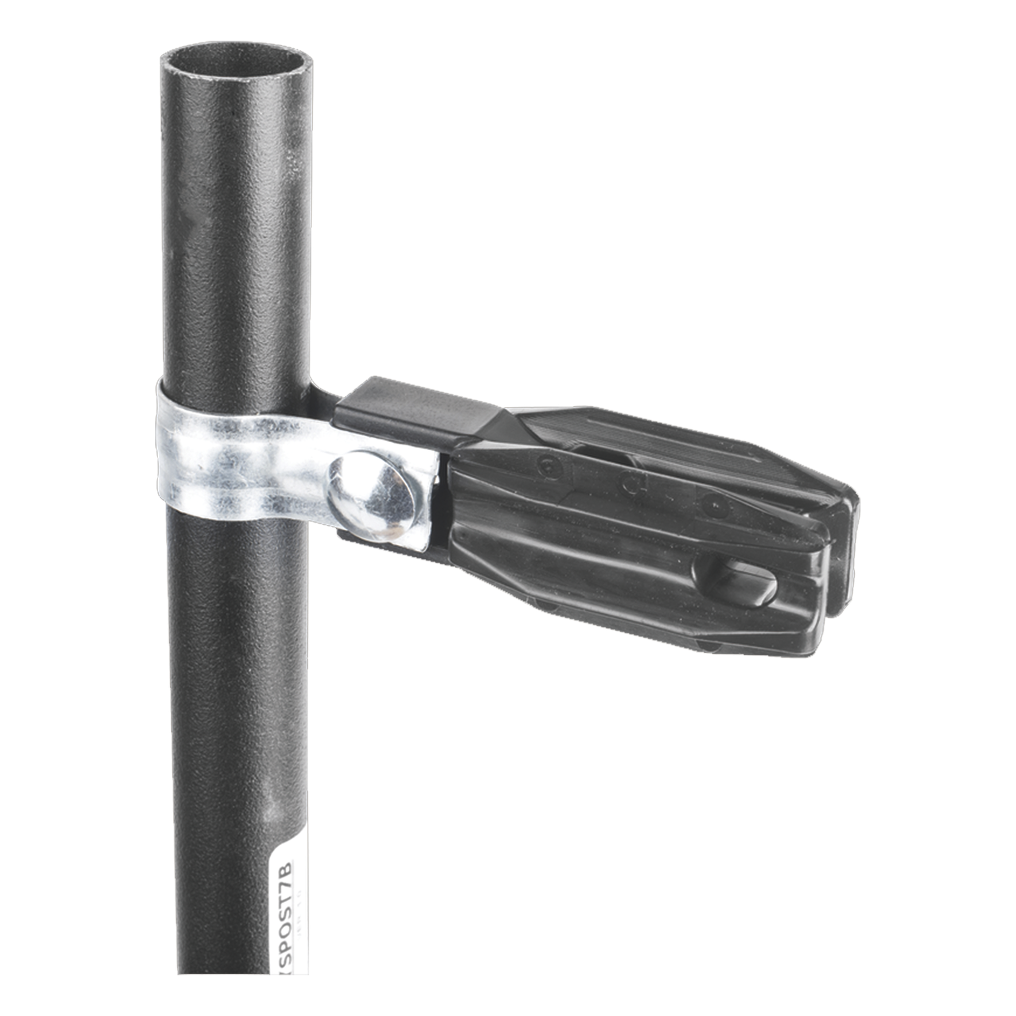 Aislador de Paso o Esquina con Abrazadera / 1 Pulgada (25 mm) / Resina Virgen 100% / Anti-Arqueo / Acero Galvanizado / Tubería de Malla Ciclónica — SFIRE · SKU SFABRAZADERA1P