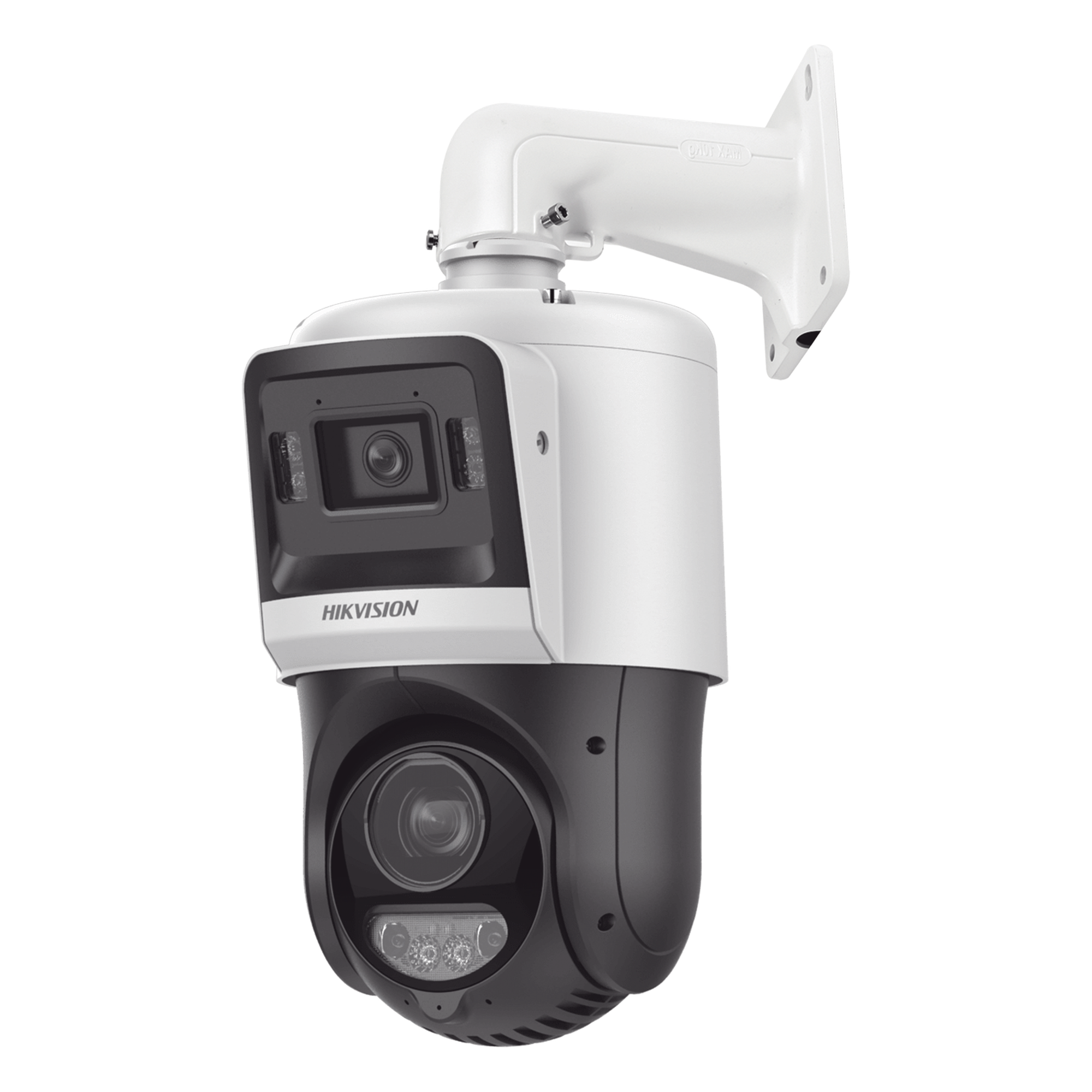 [TandemVu] PTZ IP 4 Megapixel + Cámara Fija 4 Megapixel / 25X Zoom / 100 mts IR + 30 mts Luz Blanca / IP67 / ACUSENSE / PoE+ / 2 Micrófonos Integrados y Bocina / Alerta Audible y Luz Estroboscopica / Alarmas I/O / DARKFIGHTER / Micro SD — HIKVISION · SKU DS-2SE4C425MWG-E/14(F0)