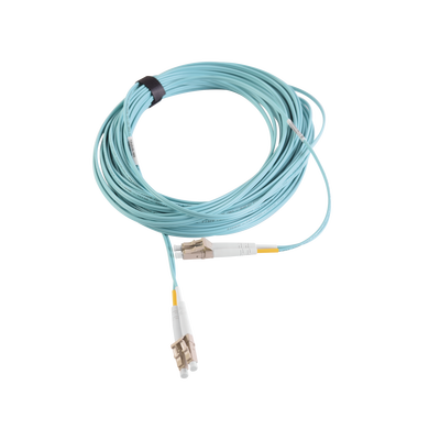 Jumper de Fibra Óptica Multimodo 50/125 XGLO OM3, LC-LC Duplex, OFNR, Color Aqua, 10 Metros (32.81 Pies)