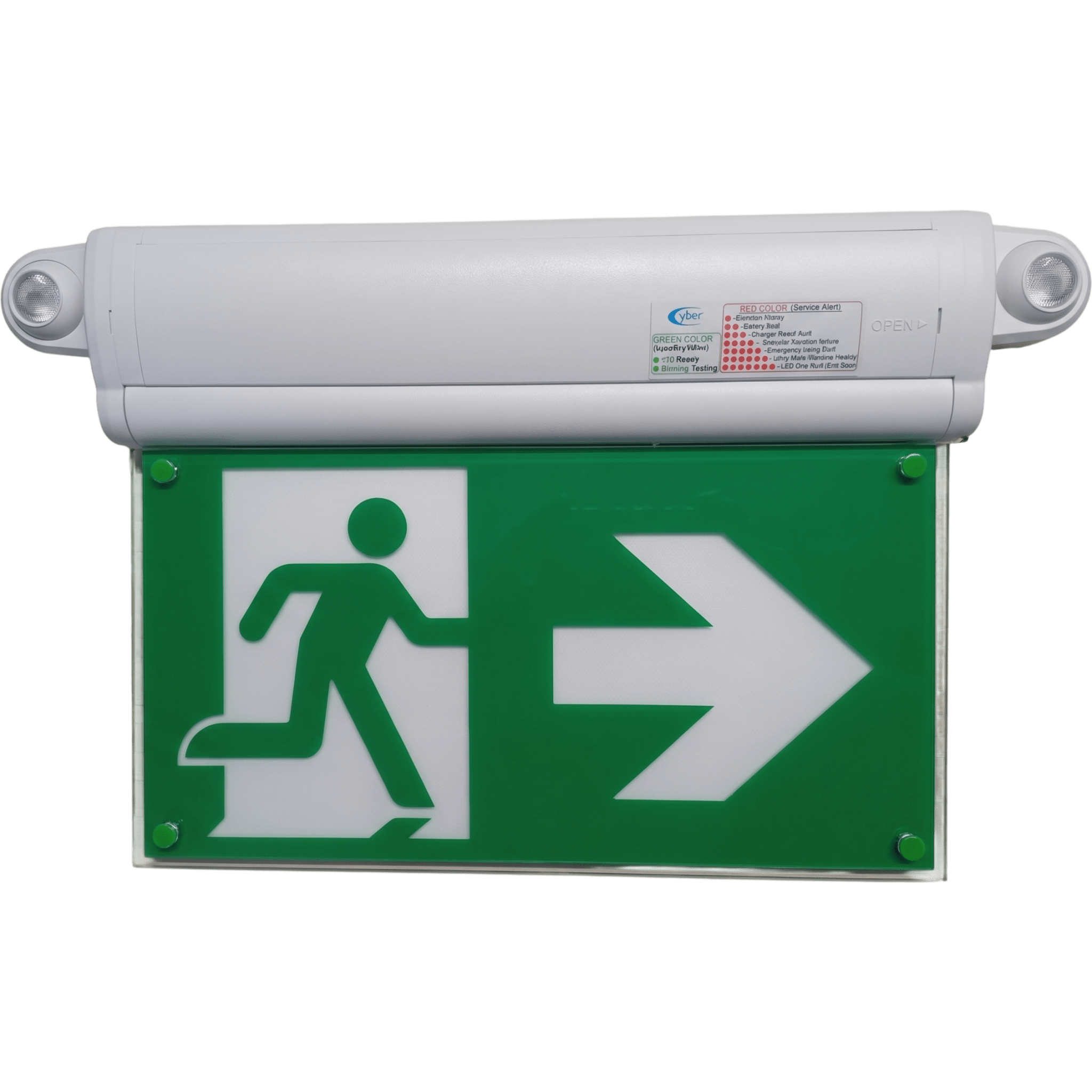 Letrero de Salida con Luz de Emergencia / Borde Iluminado LED / Pictograma Intercambiable 150 mm / Montaje Múltiple / Autonomía 2 Horas / 460 Lúmenes — SFIRE · SKU SF-S4880CTW