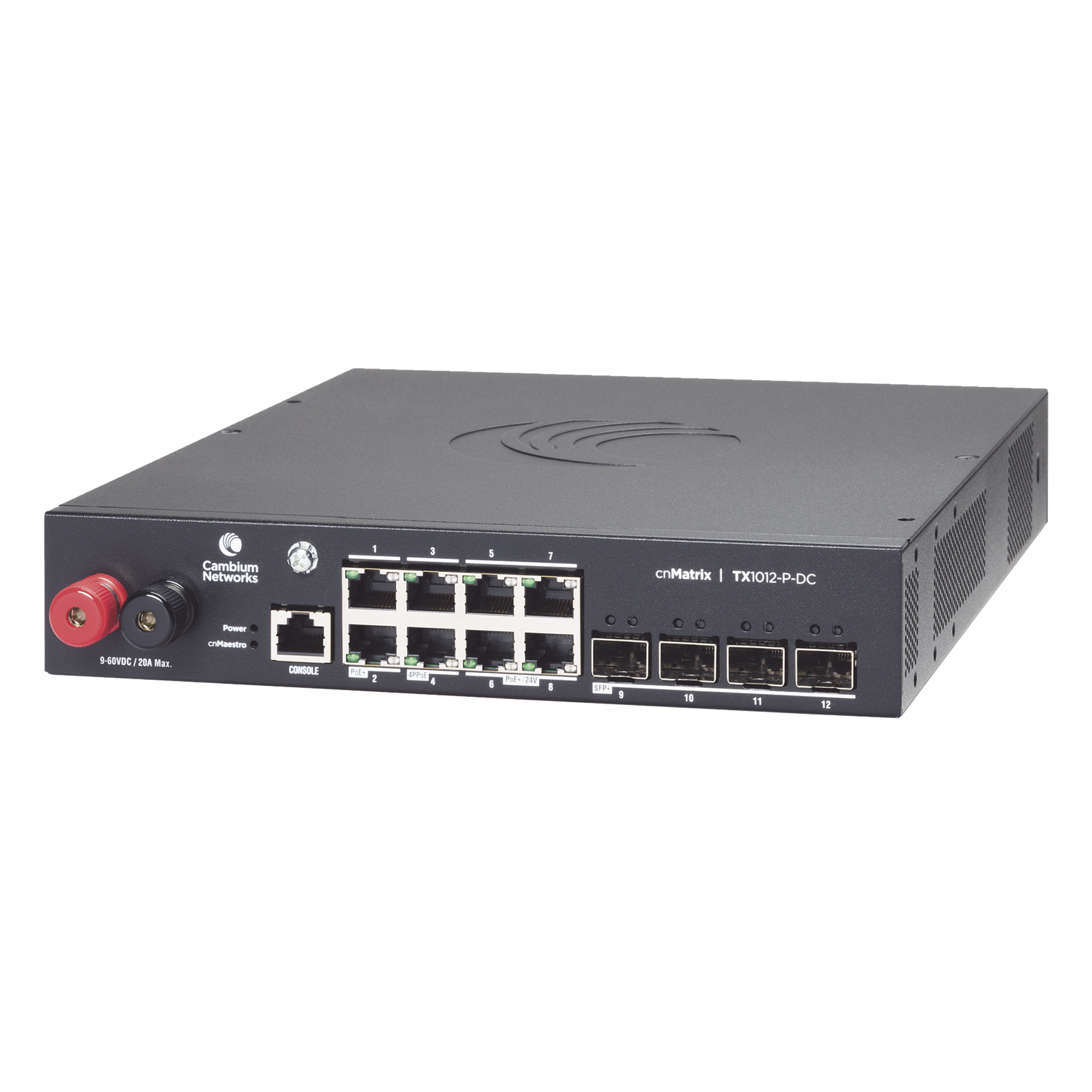 Switch cnMatrix WISP TX1012-DC-P de 8 puertos PoE y 4 SFP+, 170 W PoE Budget, Capa 2, gestión gratuita desde la nube, para corriente directa