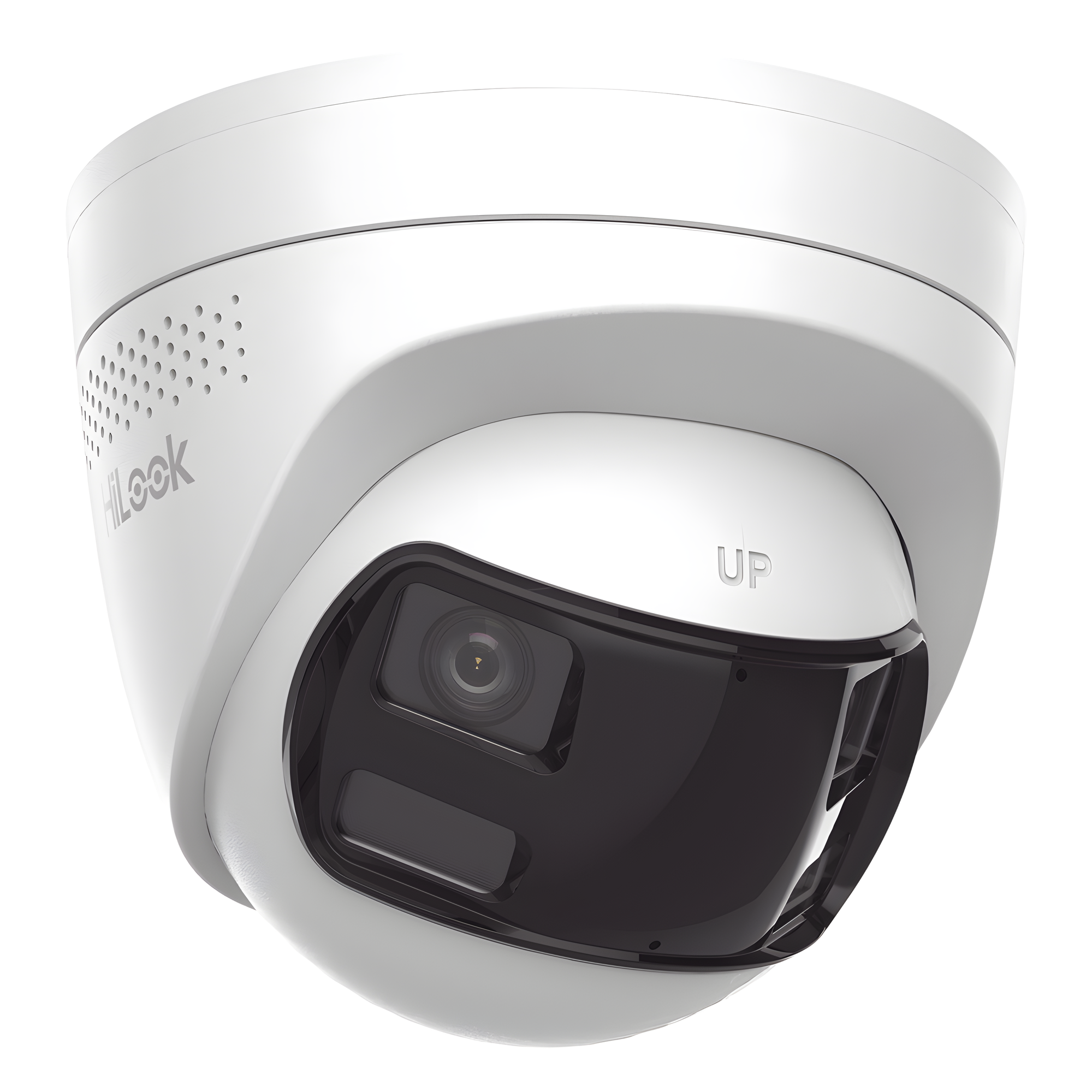 [Dual Light] Turret IP 8 Megapixel / Imagen Panorámica 180°/ PoE / Micrófono y Bocina Integrado / Exterior IP67 / Audio Bidireccional / Alarma Visual y Auditiva Integrada / Smart Supplement Light / Micro SD 512 GB