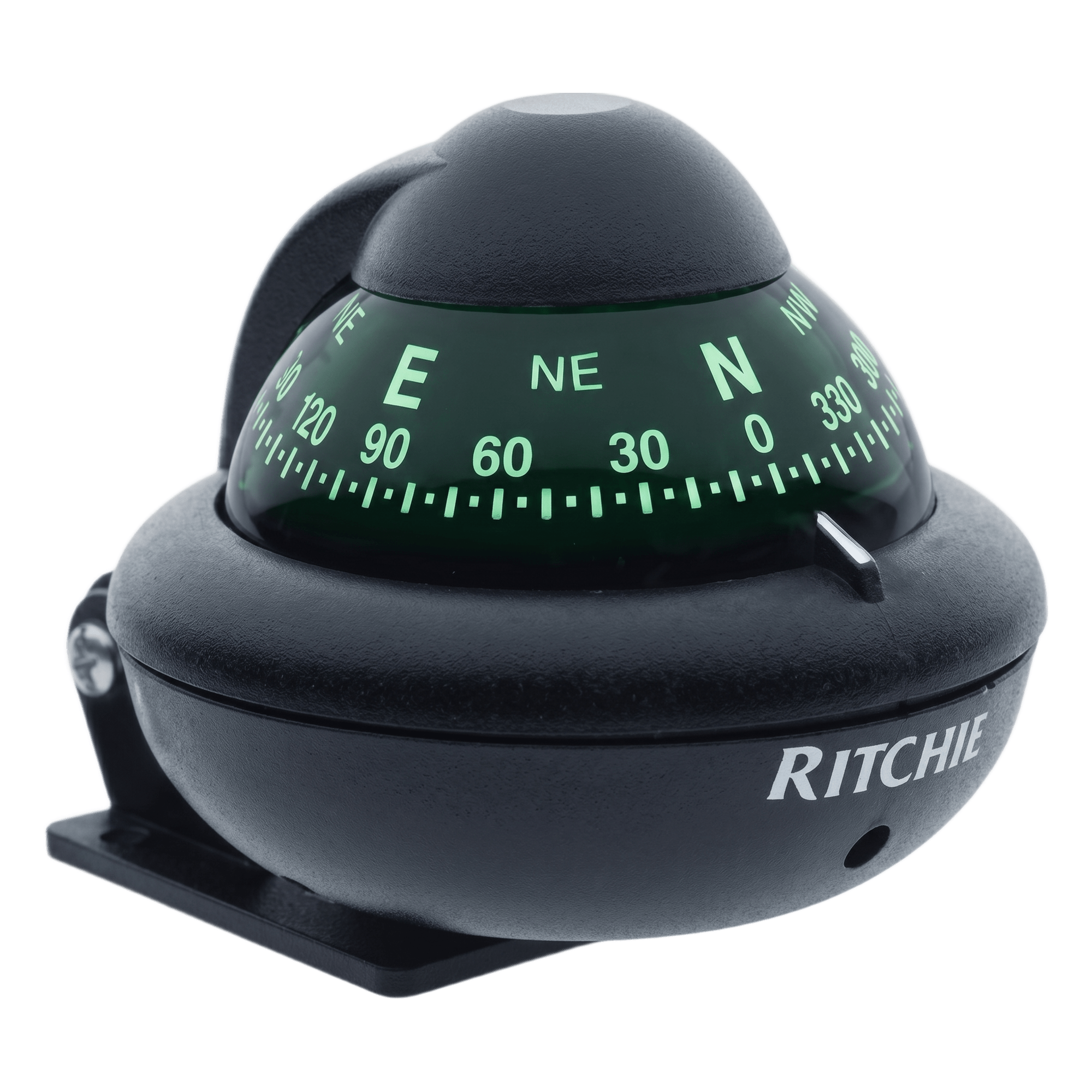 Brújula de Navegación Marína Serie Sport / Montaje en Bracket / Dial Directo 2 Pulgadas (51 mm) / Iluminación Nocturna Verde / Compensación Magnética / Montaje Reversible 300° / Garantía 5 Años — RITCHIE · SKU X-10B-M