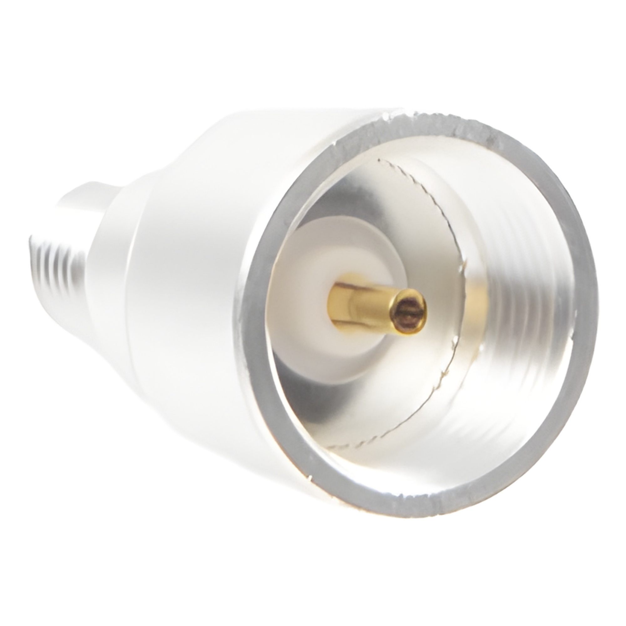 Adaptador UNIDAPT Hembra a SMA Hembra Inverso. Plata / Oro / Teflón. — RF INDUSTRIES,LTD · SKU PT-4000-134
