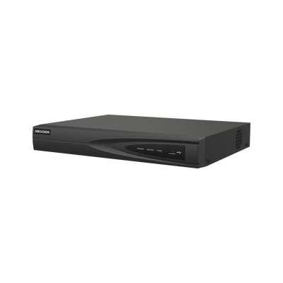 NVR 8 Megapixel (4K) (Compatible con Cámaras ACUSENSE) / 4 canales IP / 4 Puertos PoE+ / 1 Bahía de Disco Duro / Salida de Vídeo en 4K / 300 Metros PoE Modo Extendido — HIKVISION · SKU DS-7604NI-Q1/4P(D)