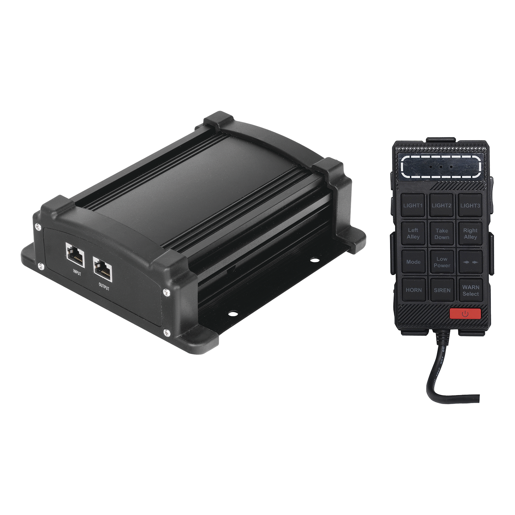 Sirena Vehicular de 100W de Potencia Con Controlador Unimando, Micrófono, Control de Tonos y Patrones de destello de Barras de Luces Serie X67 / X75 — EPCOM INDUSTRIAL SIGNALING · SKU X100F