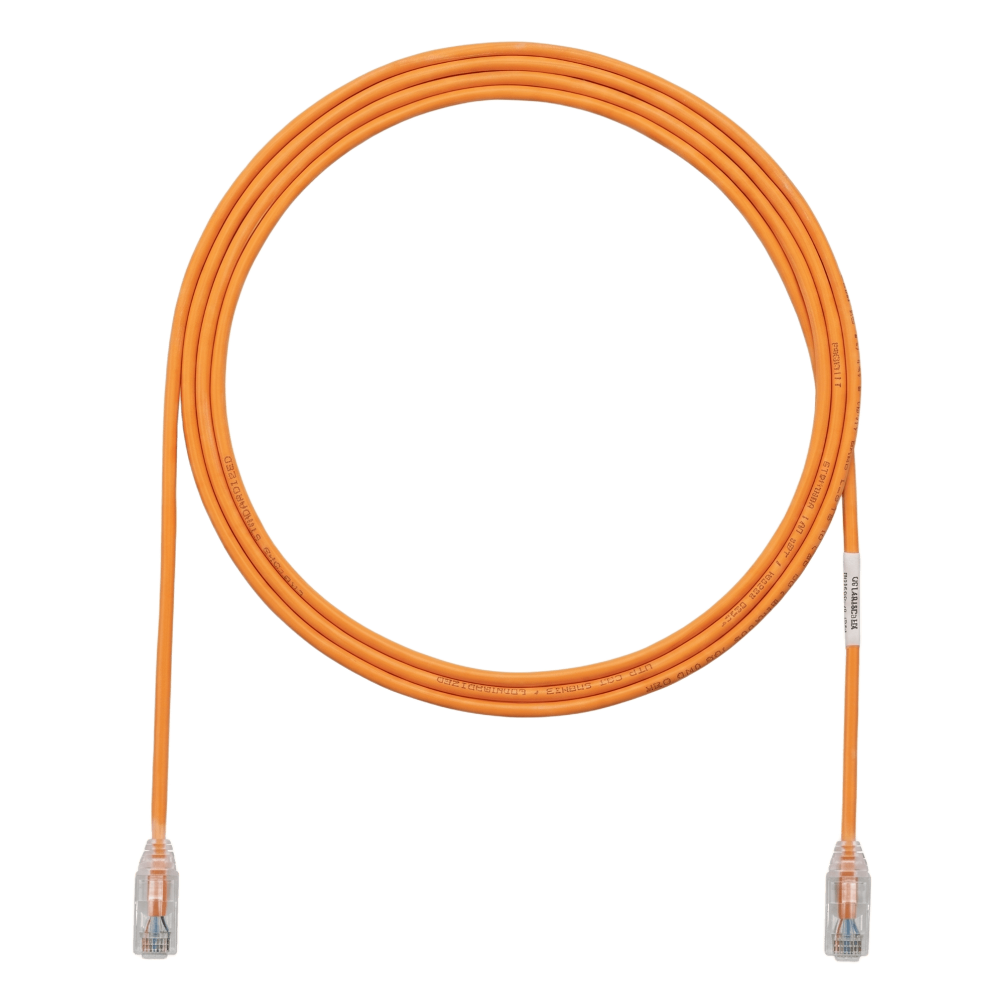 Cable de Parcheo TX6, UTP Cat6, Diámetro Reducido (28AWG), Color Narnaja, 0.30 Metros (1 Pie)