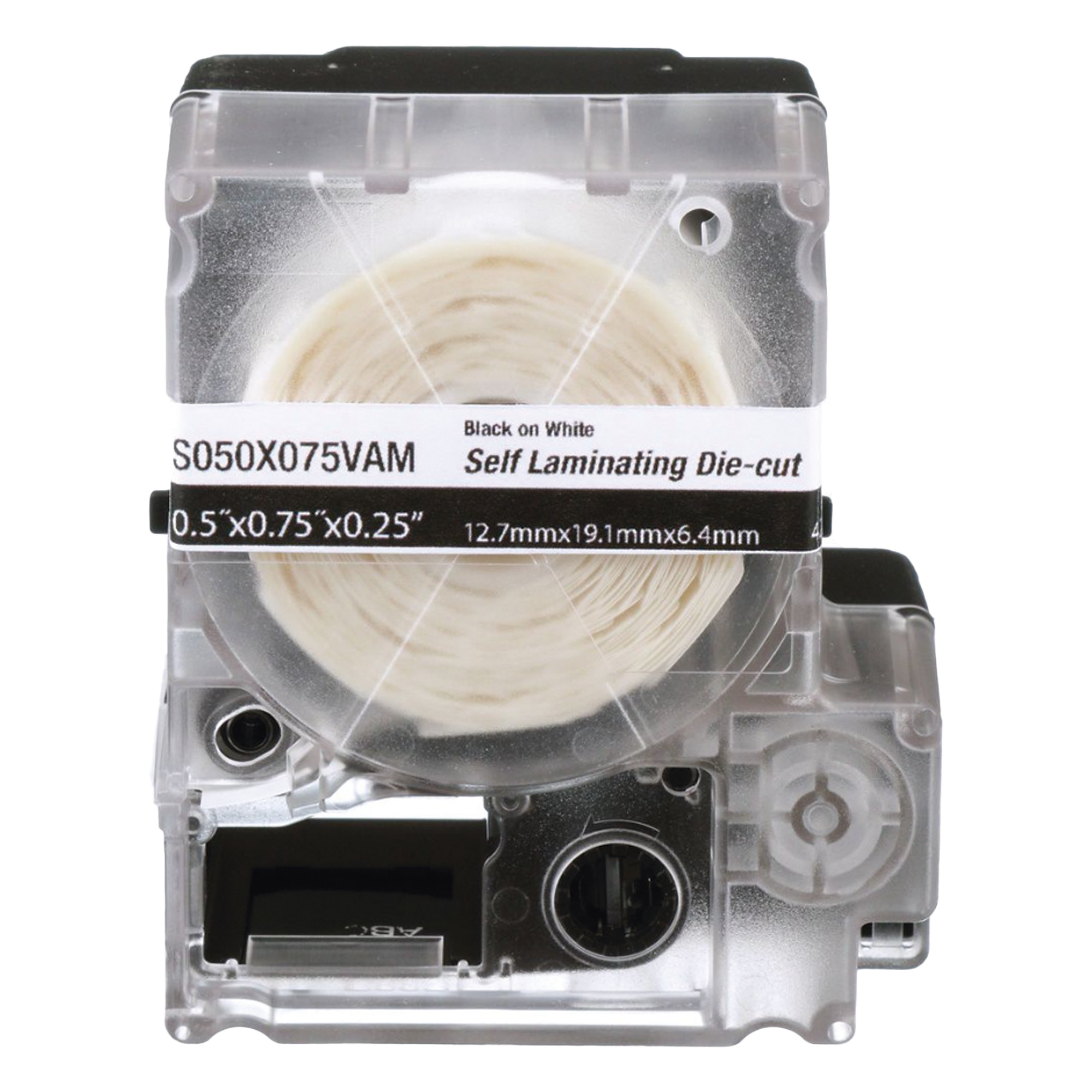 Casete de 425 Etiquetas Autolaminadas de 12.7 x 19.1 mm (0.5 x 0.75 pulgadas), para Cables de 2 a 4 mm (0.08 a 0.16 pulgadas) de Diámetro, Área de Impresión Color Blanco — PANDUIT · SKU S050X075VAM