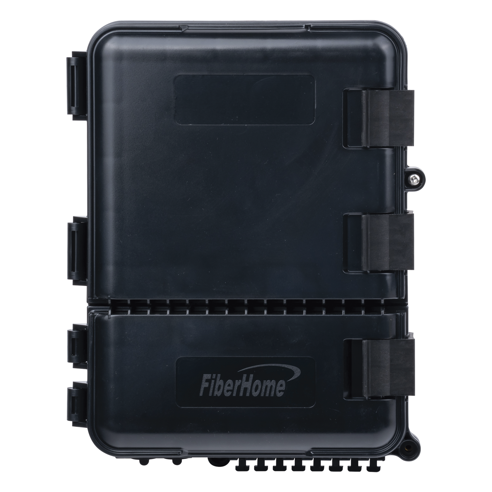 Caja de Distribución de Fibra Óptica para 24 Empalmes, con 8 Acopladores SC/APC Simplex, Exterior IP55, Color Negro — FIBERHOME · SKU FDP-440A