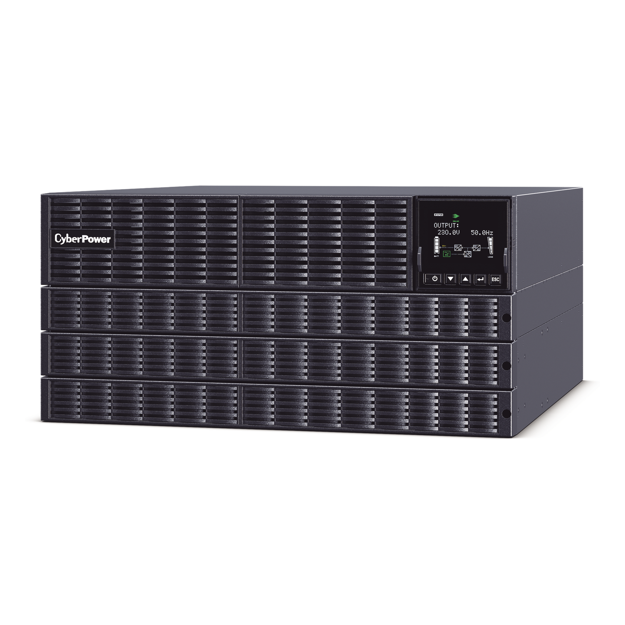 UPS de 10000 VA/10000 W, Online Doble Conversión, 200 - 240 Vac de Entrada, 200 - 240 Vac de Salida, Terminal Hardwired, Onda Senoidal Pura, Torre o Rack de 6 UR, Con 3 Tomas NEMA L6-30R