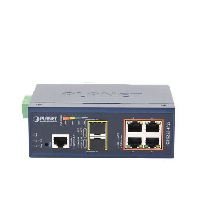 Switch Industrial Administrable Capa 2, 4 Puertos PoE 802.3af/at 10/100/1000T, 2 Puertos SFP 100/1000X