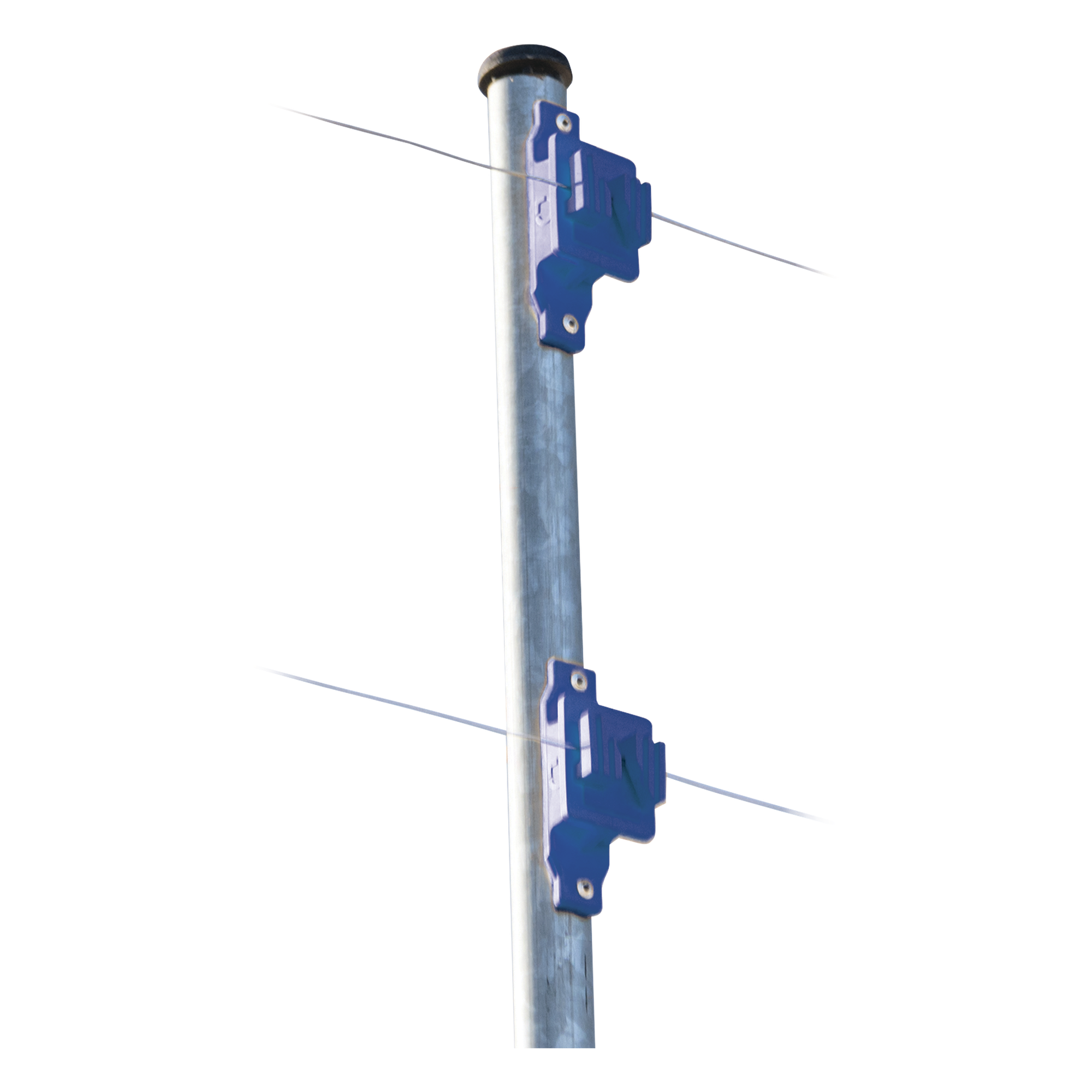 Aislador de Paso Azul Reforzado para Cercos Eléctricos / Aislamiento hasta 18 kV / Resistente a Clima Extremo / Polipropileno y Policarbonato — SFIRE · SKU SFPASOB