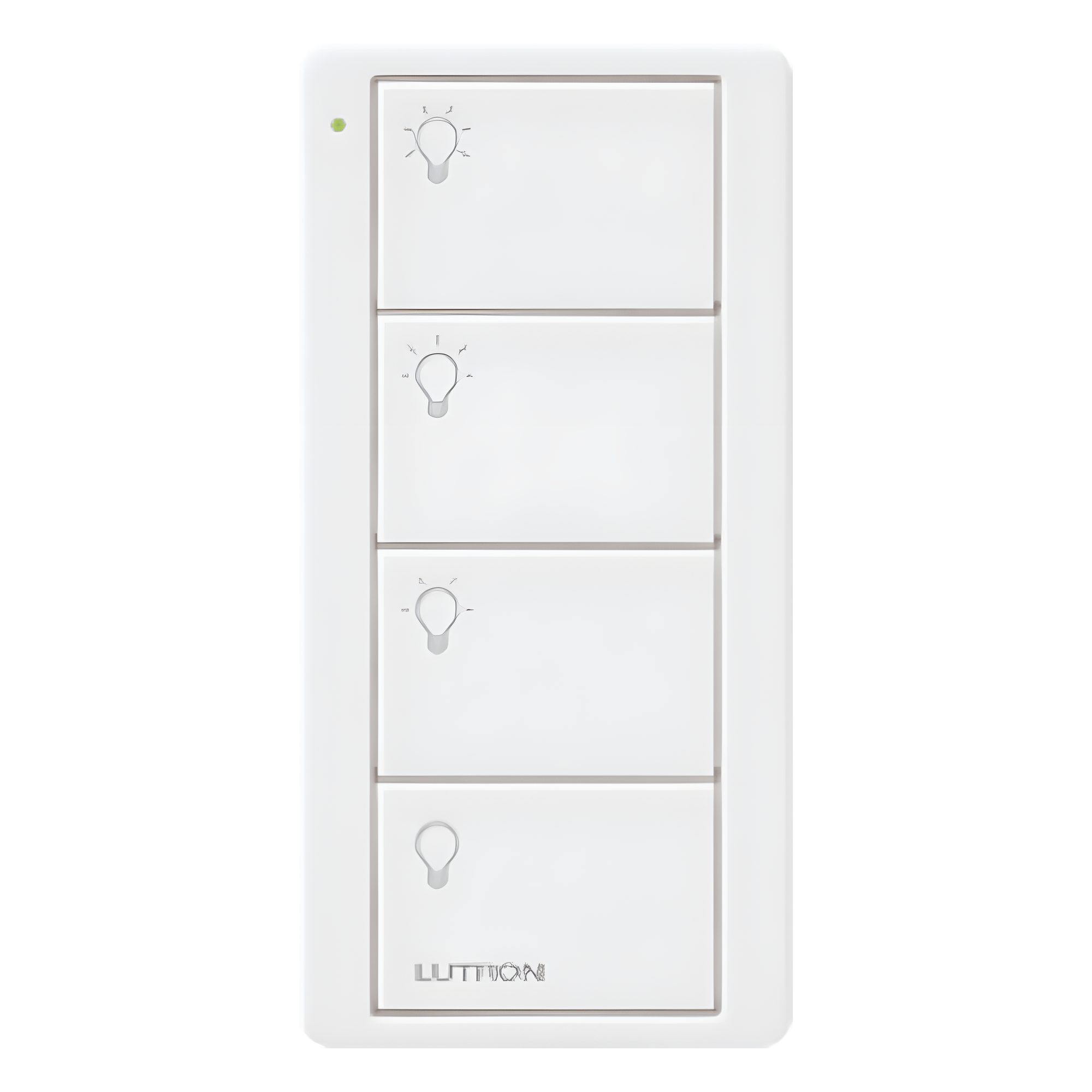 Control remoto inalámbrico Pico de 4 botones para 3 escenas de iluminación y apagado, batería de 10 años, para Caseta Wireless, RA2 Select, RadioRA y HomeWorks — LUTRON ELECTRONICS · SKU PJ24BGWHL31